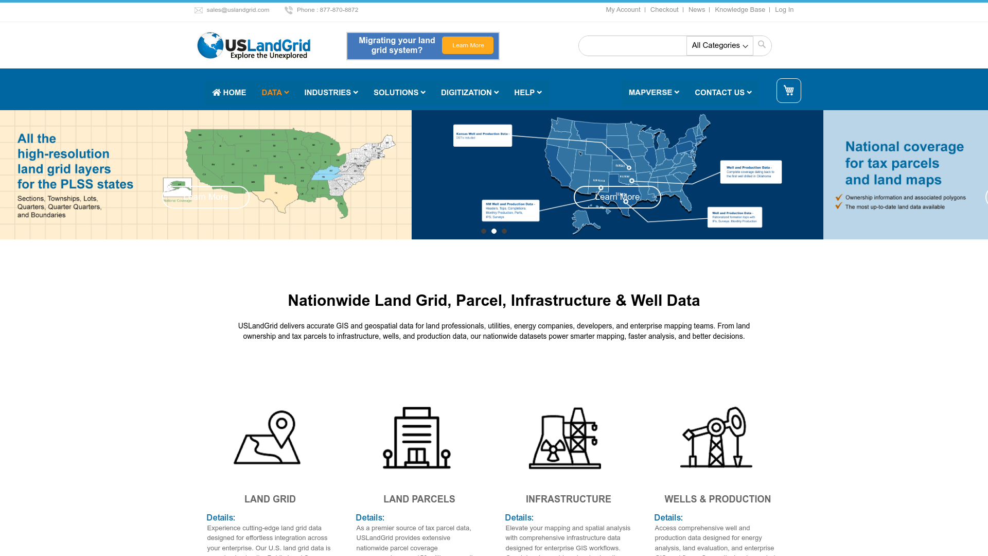 website screenshot of https://www.uslandgrid.com/