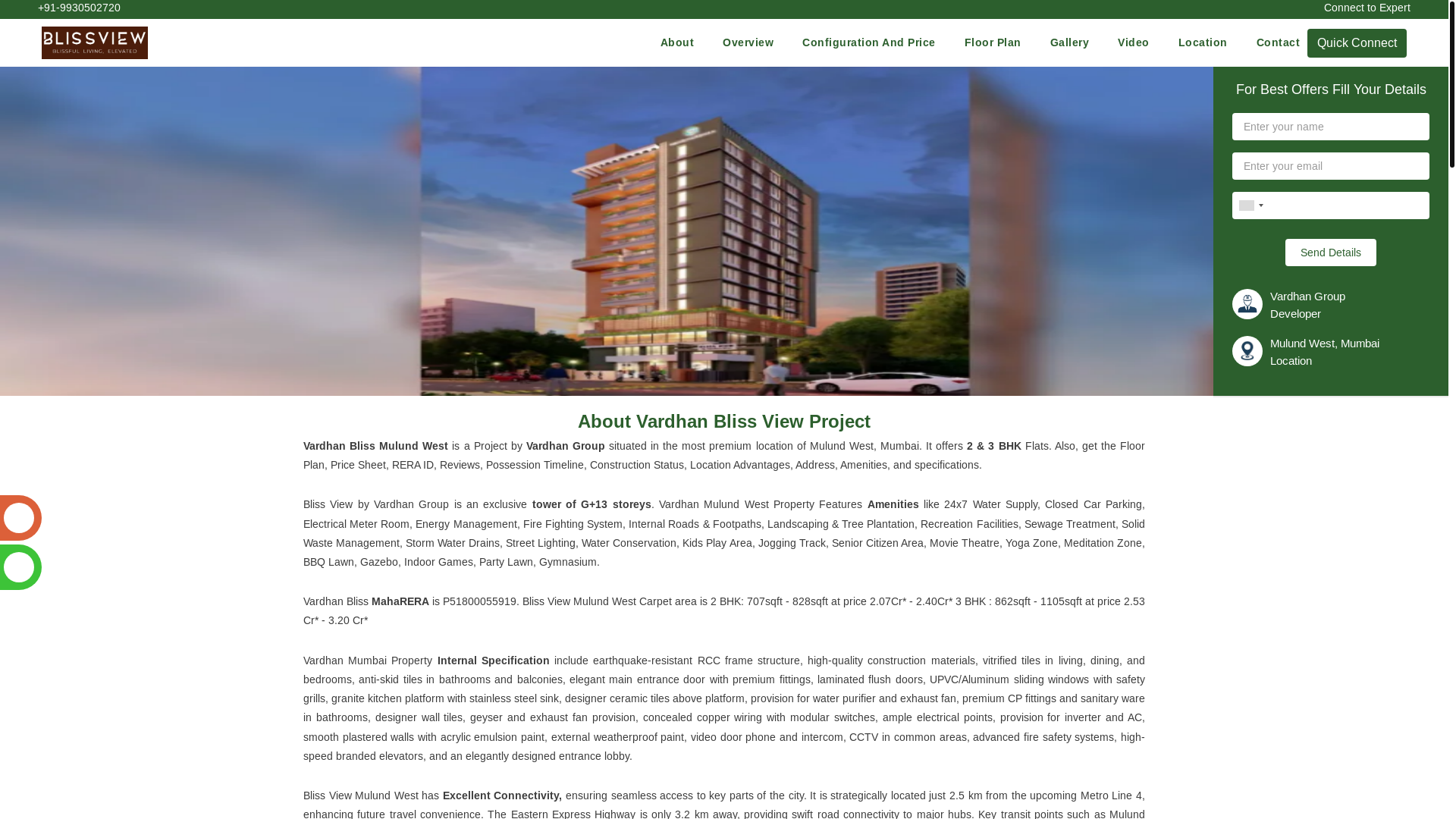website screenshot of https://nandivardhanblissview.in/