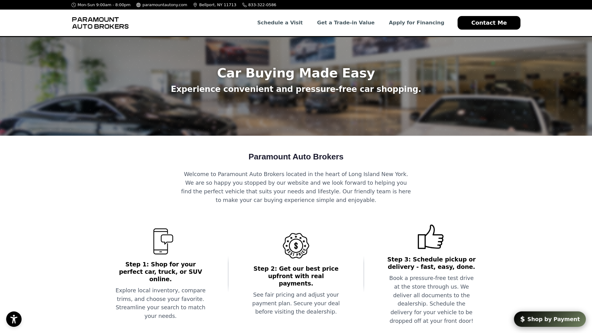 website screenshot of https://paramountautony.com