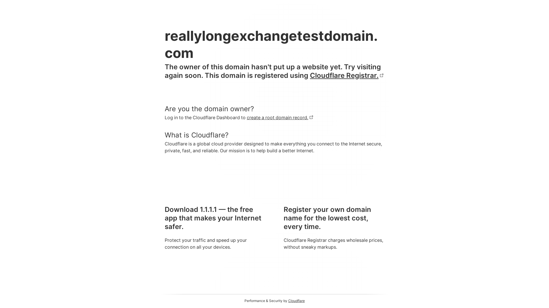 website screenshot of https://reallylongexchangetestdomain.com/