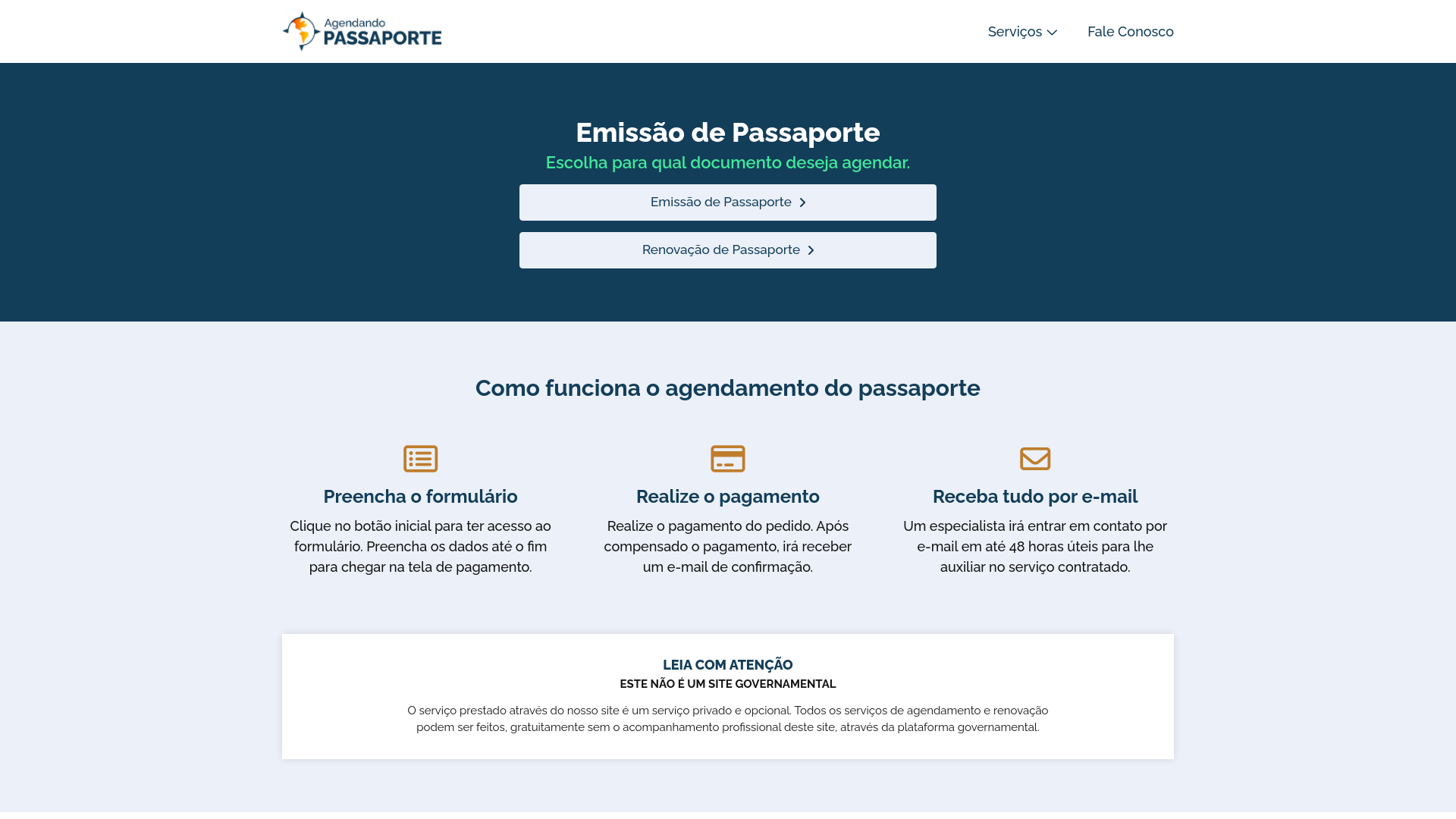 website screenshot of https://passaporte-brasileiro-solicitar.online/
