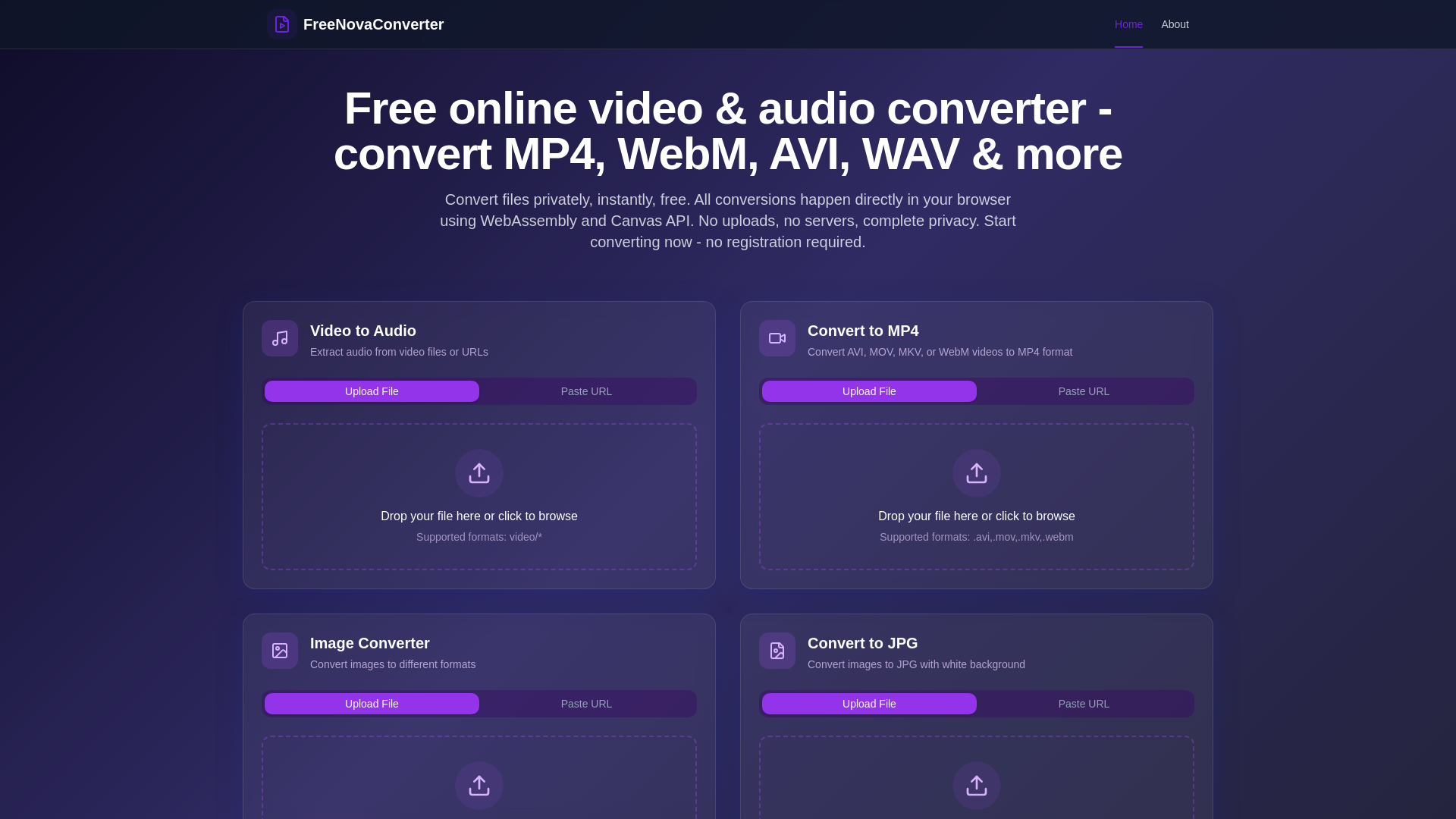 website screenshot of https://freenovaconverter.com/
