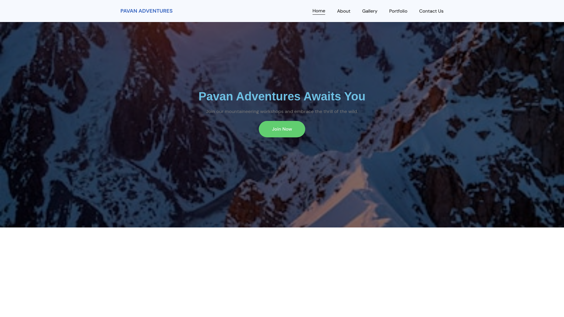 website screenshot of https://pavanadventure.in/