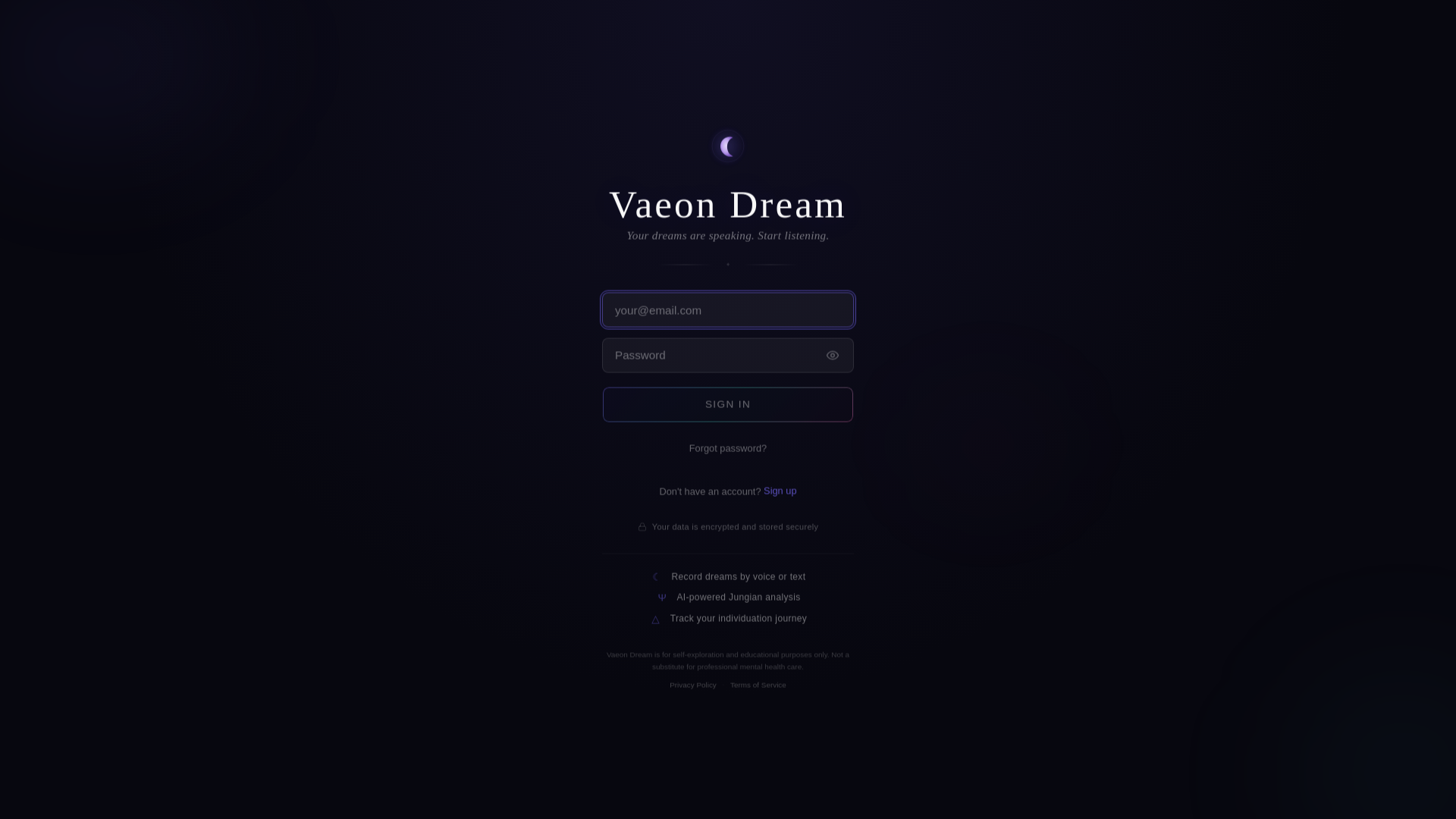 website screenshot of https://vaeondream.com/