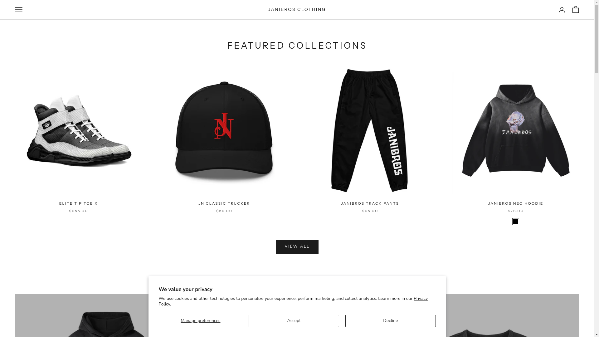 website screenshot of https://janiclothing.com/