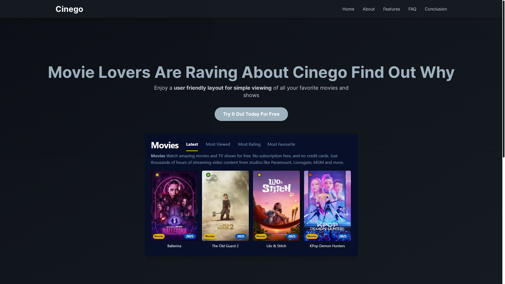 website screenshot of https://cinego-l0kp.pages.dev/