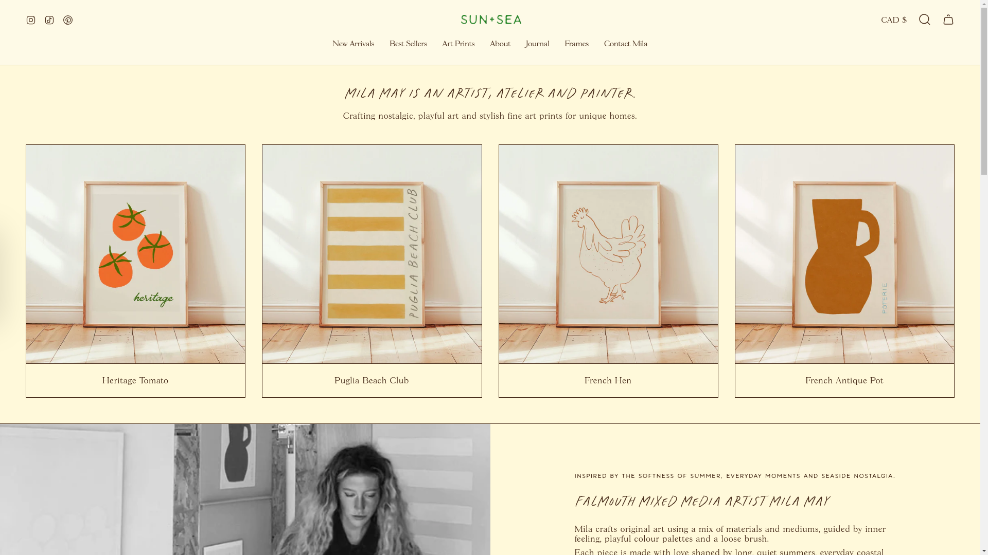 website screenshot of https://milamayart.com/