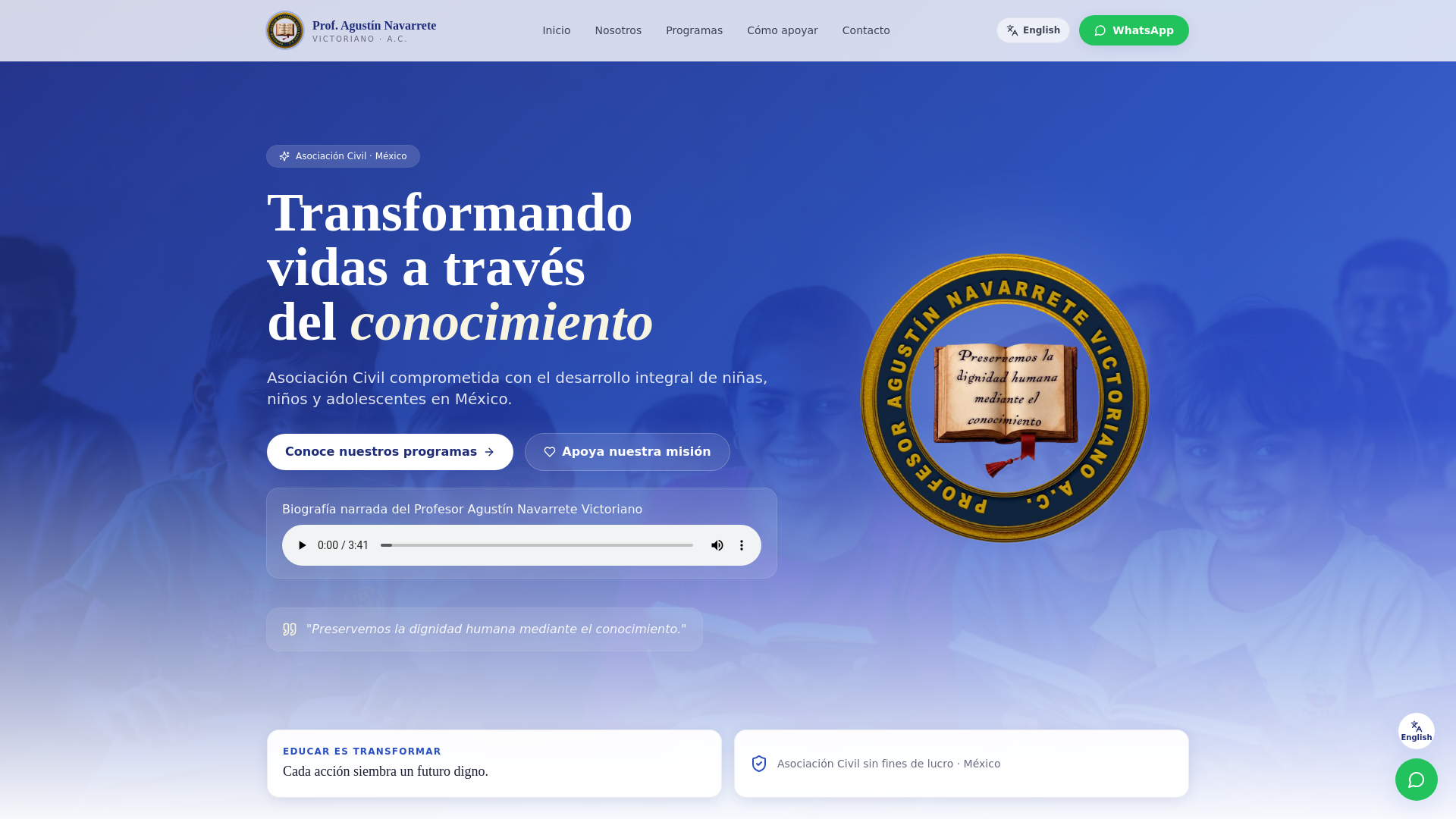 website screenshot of https://profesoragustinnavarrete.org/