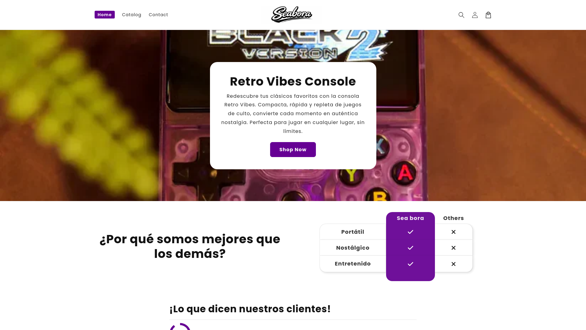 website screenshot of https://seabora.shop/