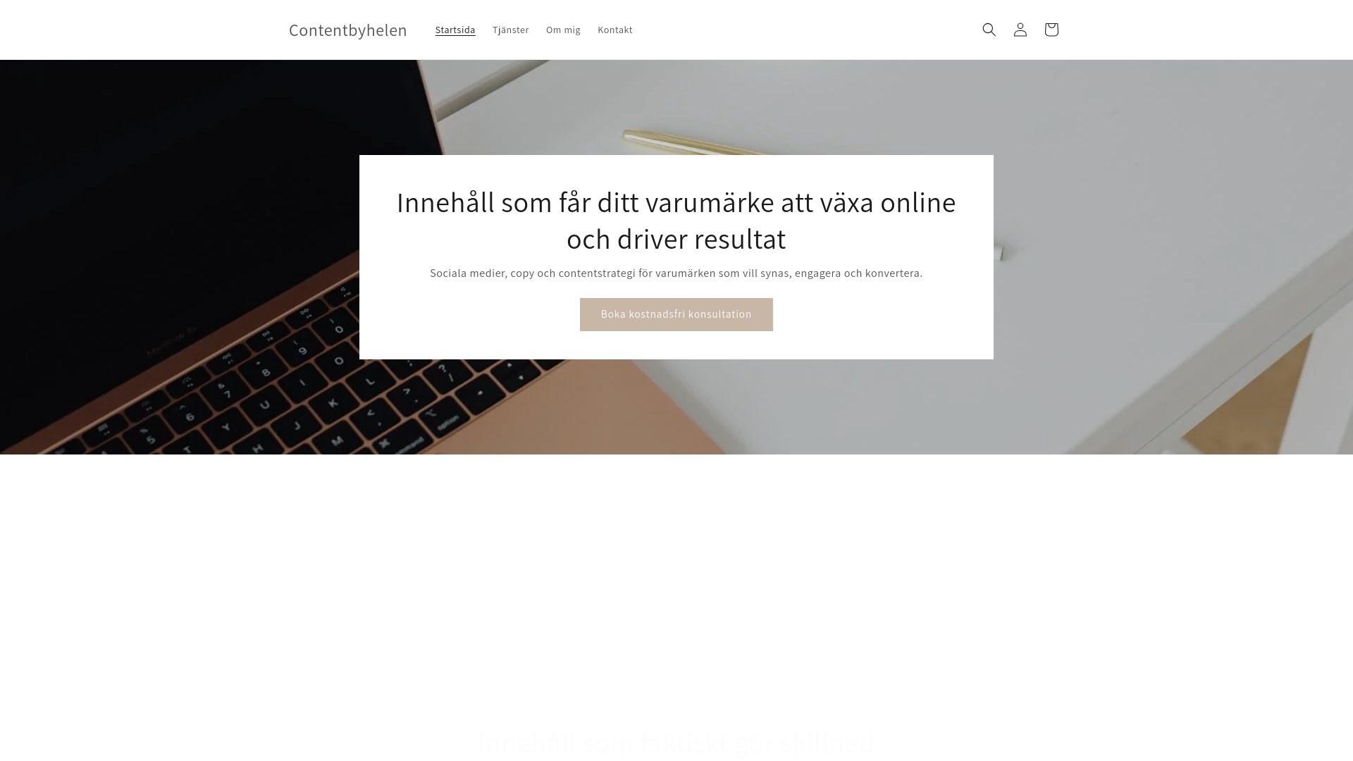 website screenshot of https://contentbyhelen.se