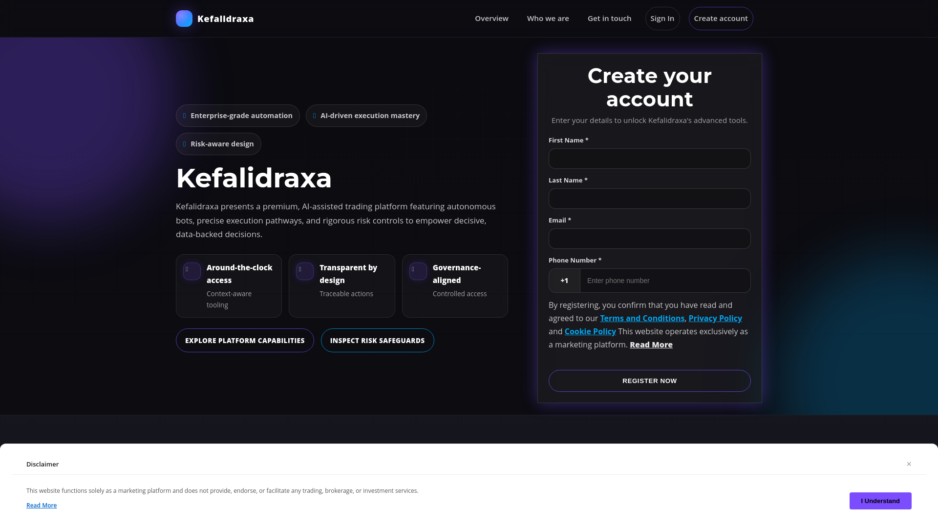website screenshot of https://kefalidraxa.pro/