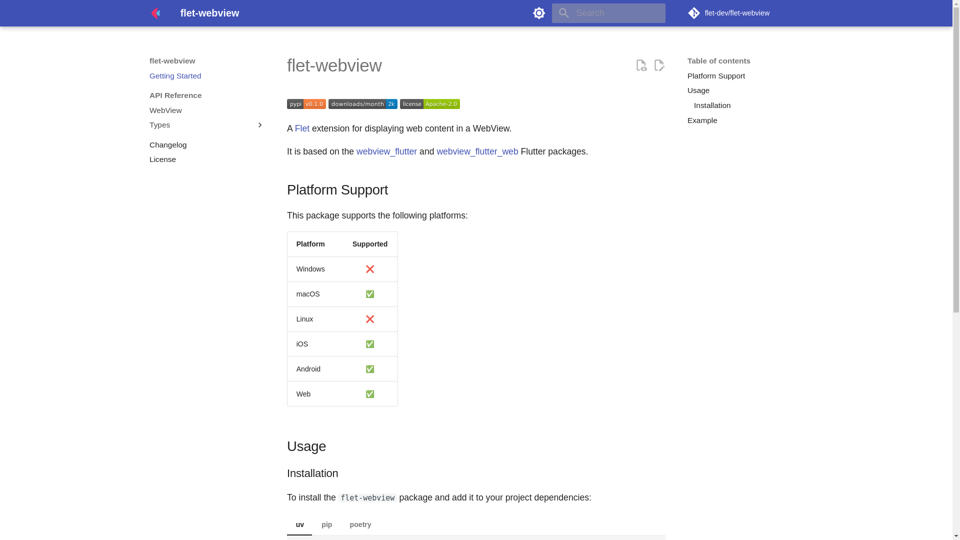 website screenshot of https://flet-webview-docs.pages.dev/