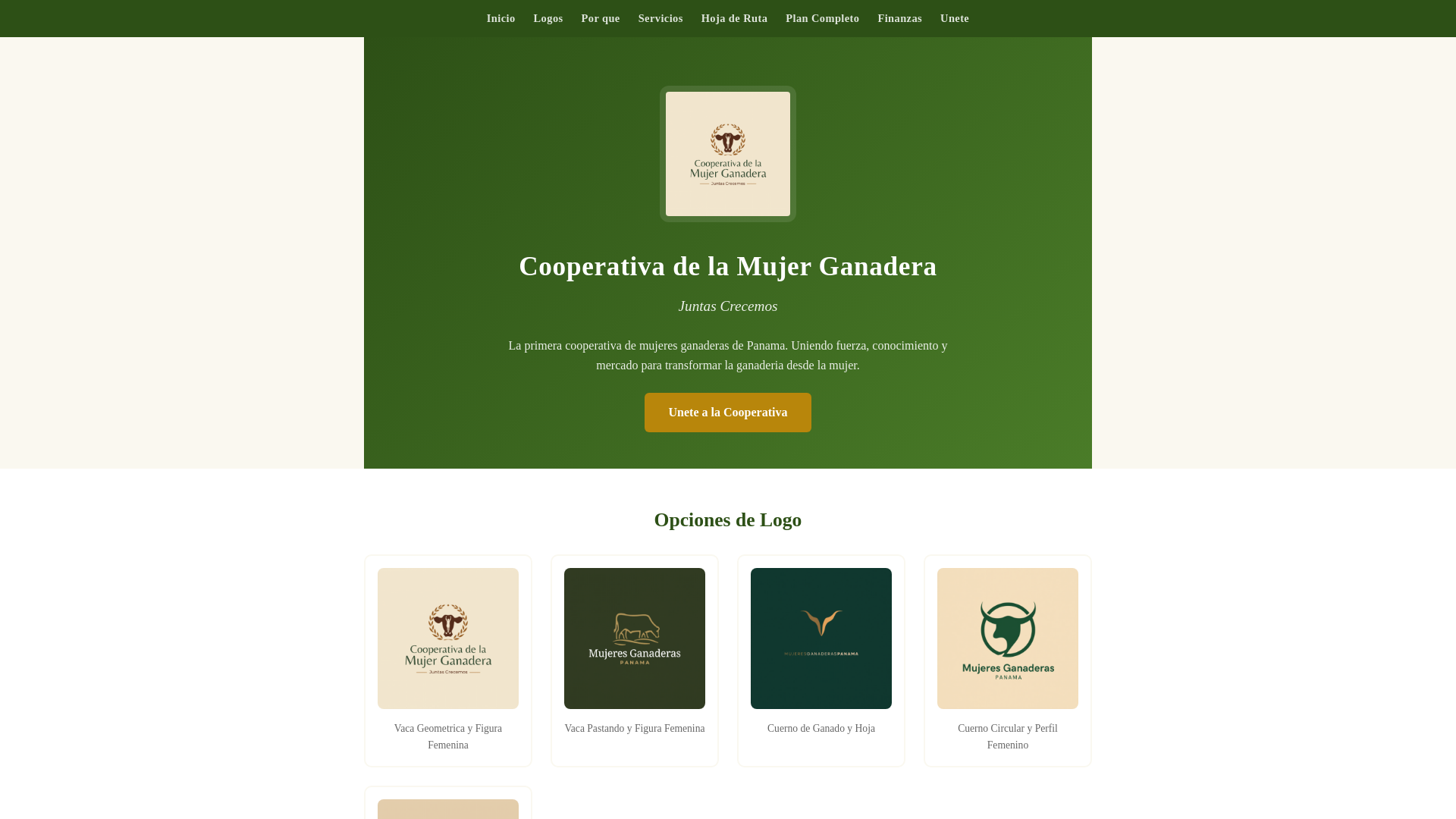 website screenshot of https://cooperativa-mujer-ganadera.pages.dev/