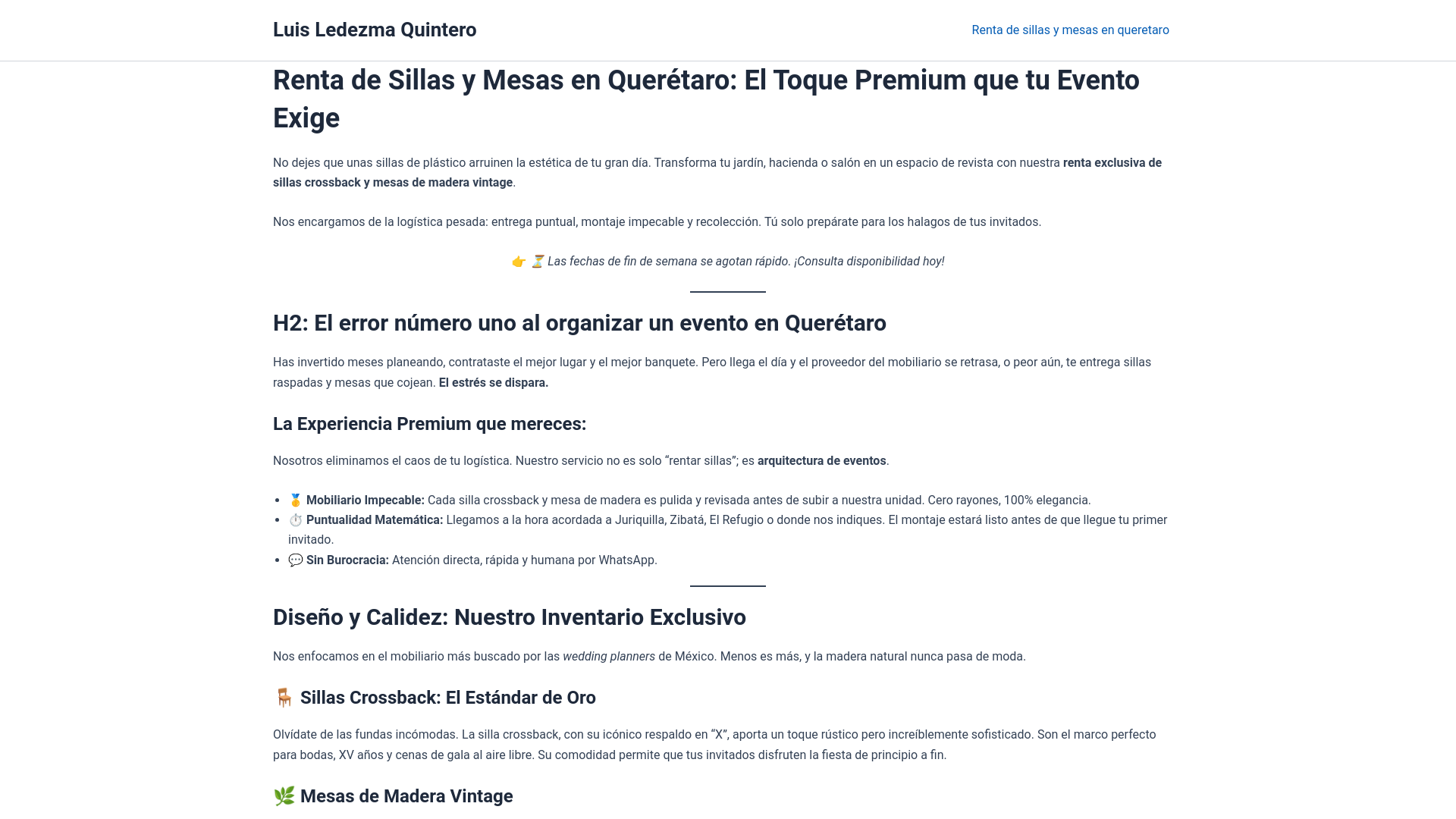 website screenshot of https://rentadesillasymesasqueretaro.mx