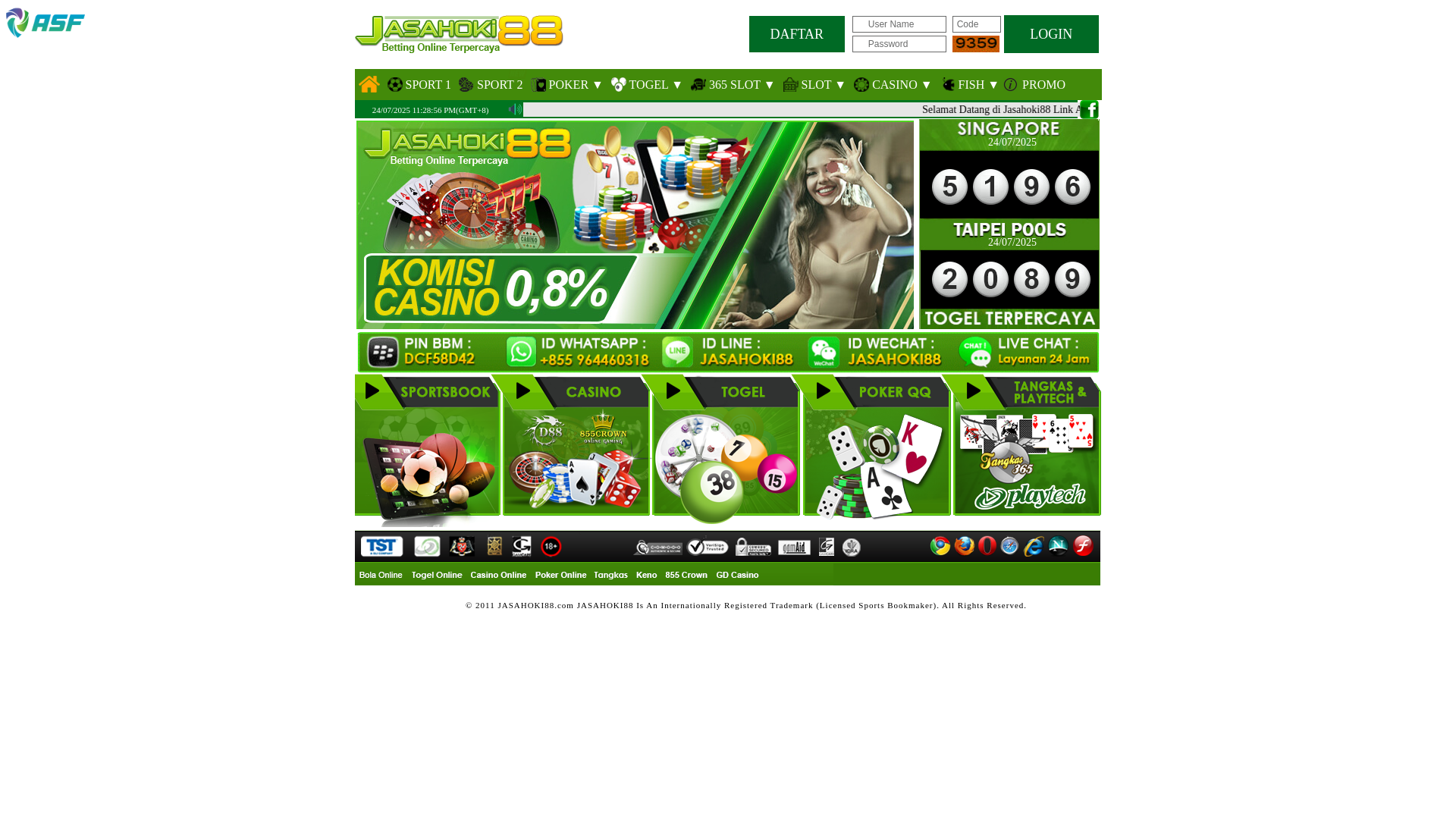 website screenshot of https://jasahoki888.lol/