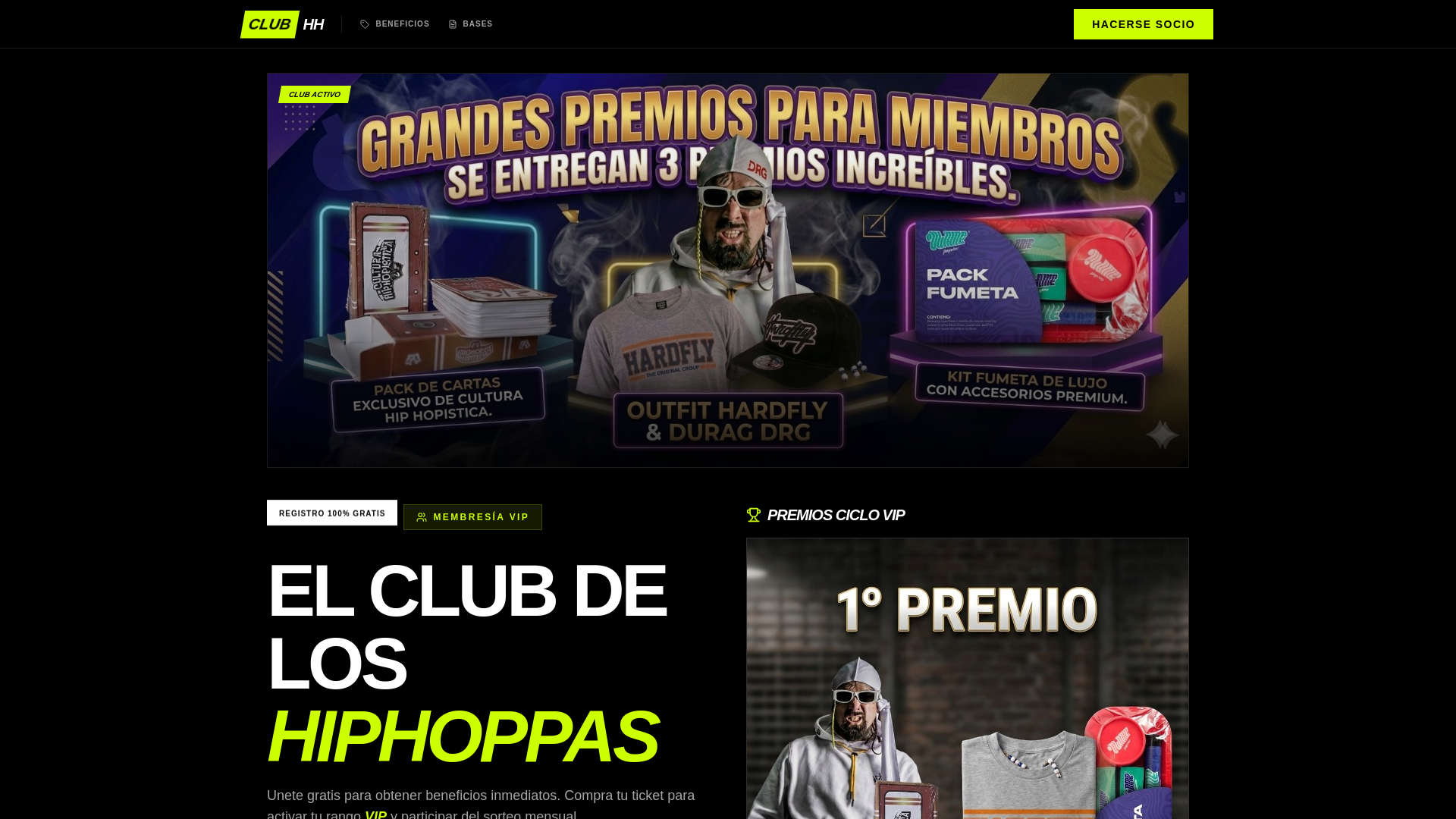 website screenshot of https://sorteoshh.cl