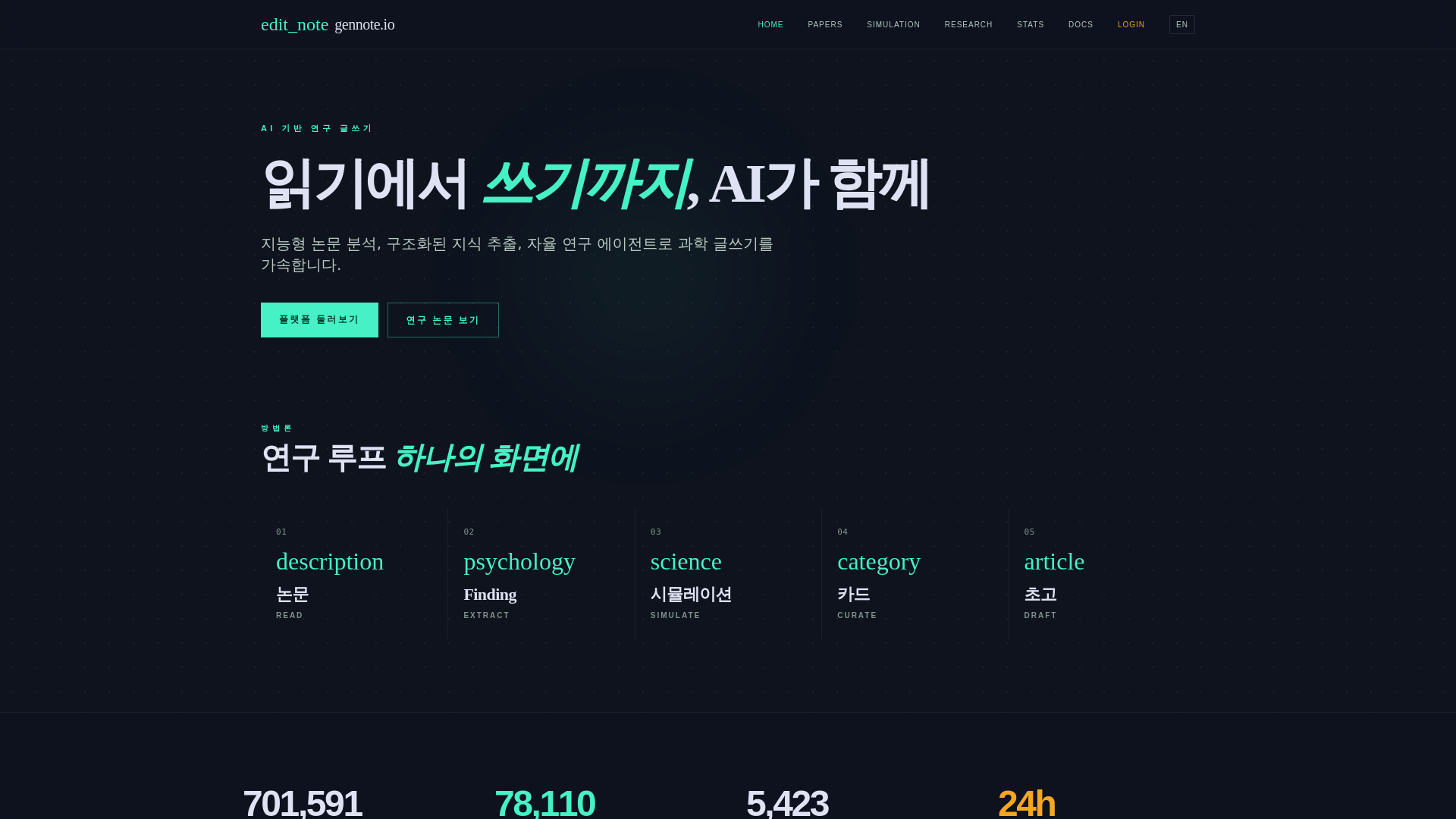 website screenshot of https://gennote.io