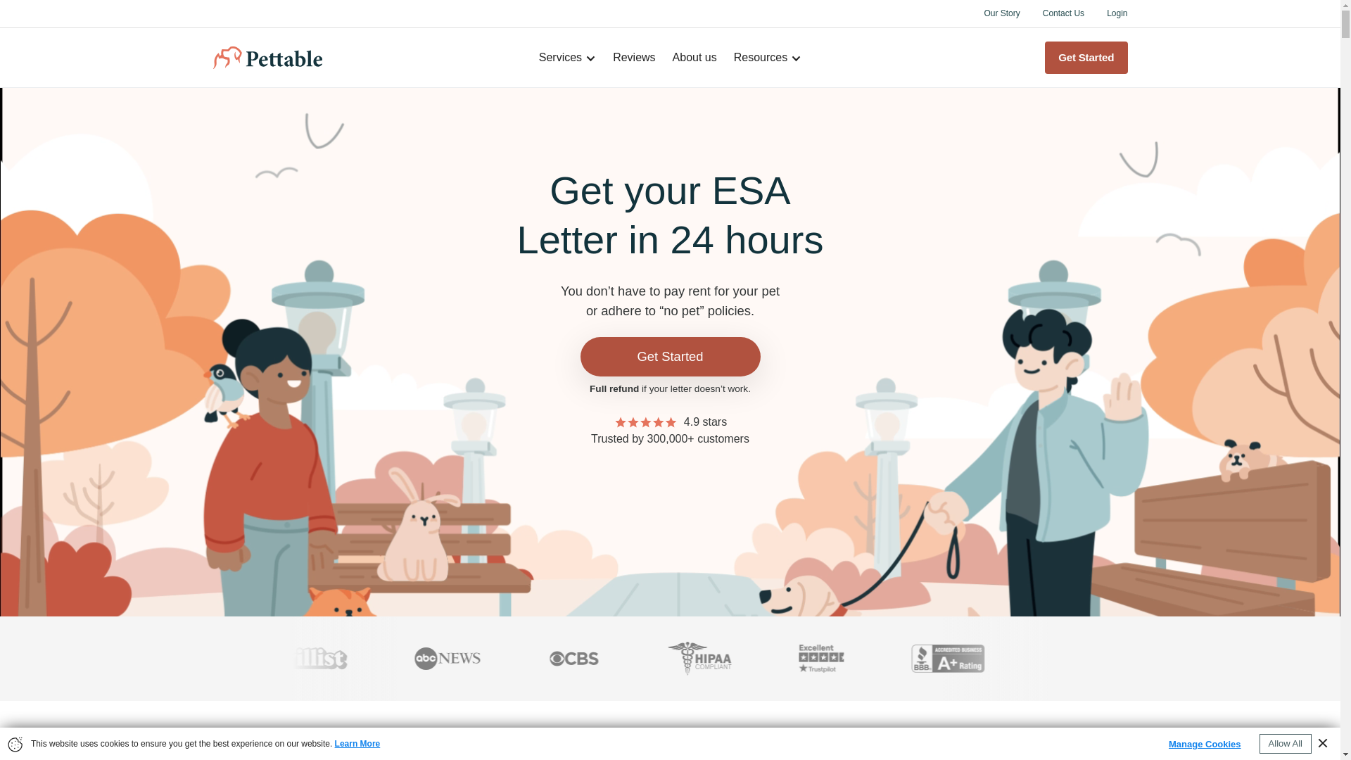 website screenshot of https://pettable.com/