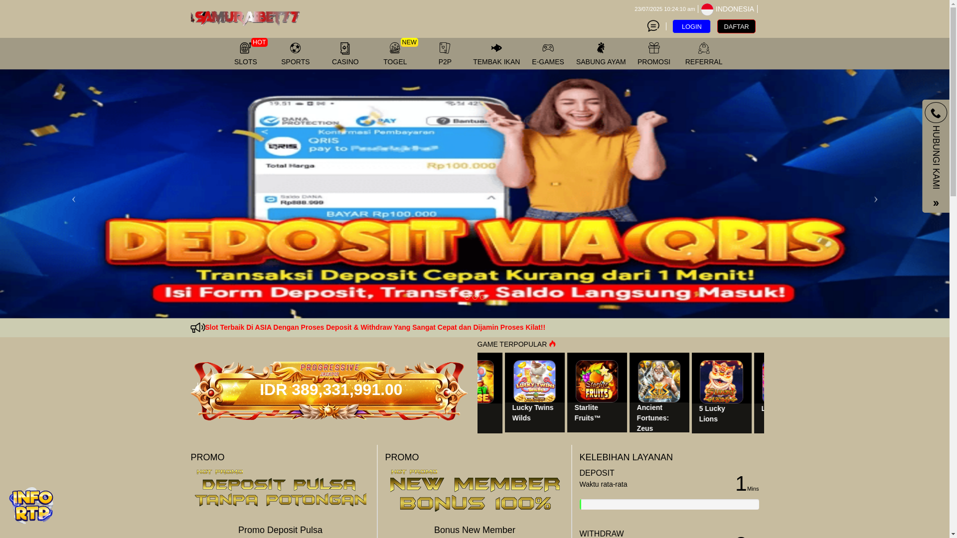 website screenshot of https://samuraibet77.cfd/