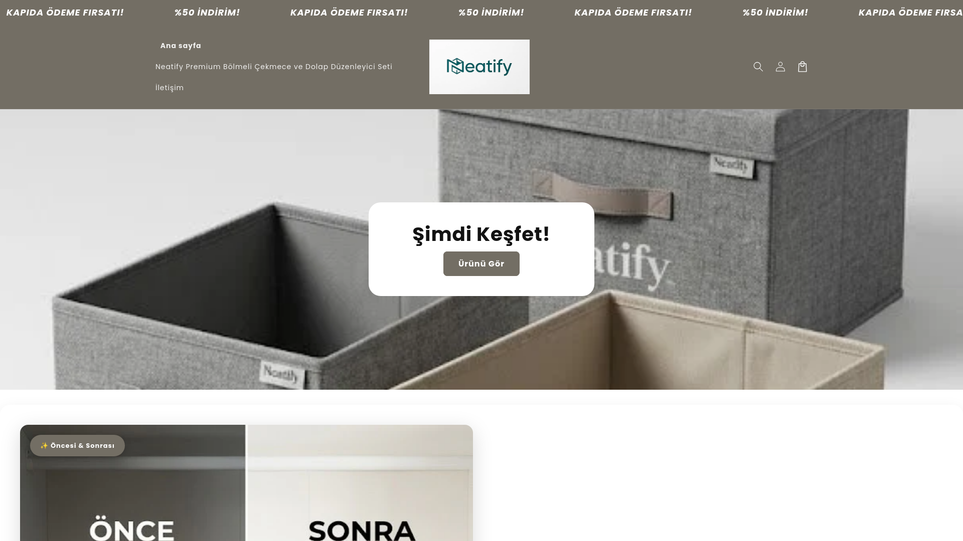 website screenshot of https://neatify.com.tr