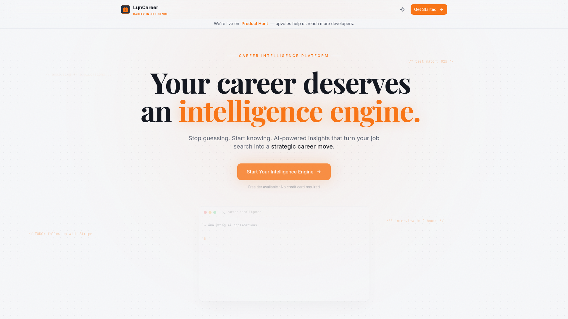 website screenshot of https://lyncareer.com/