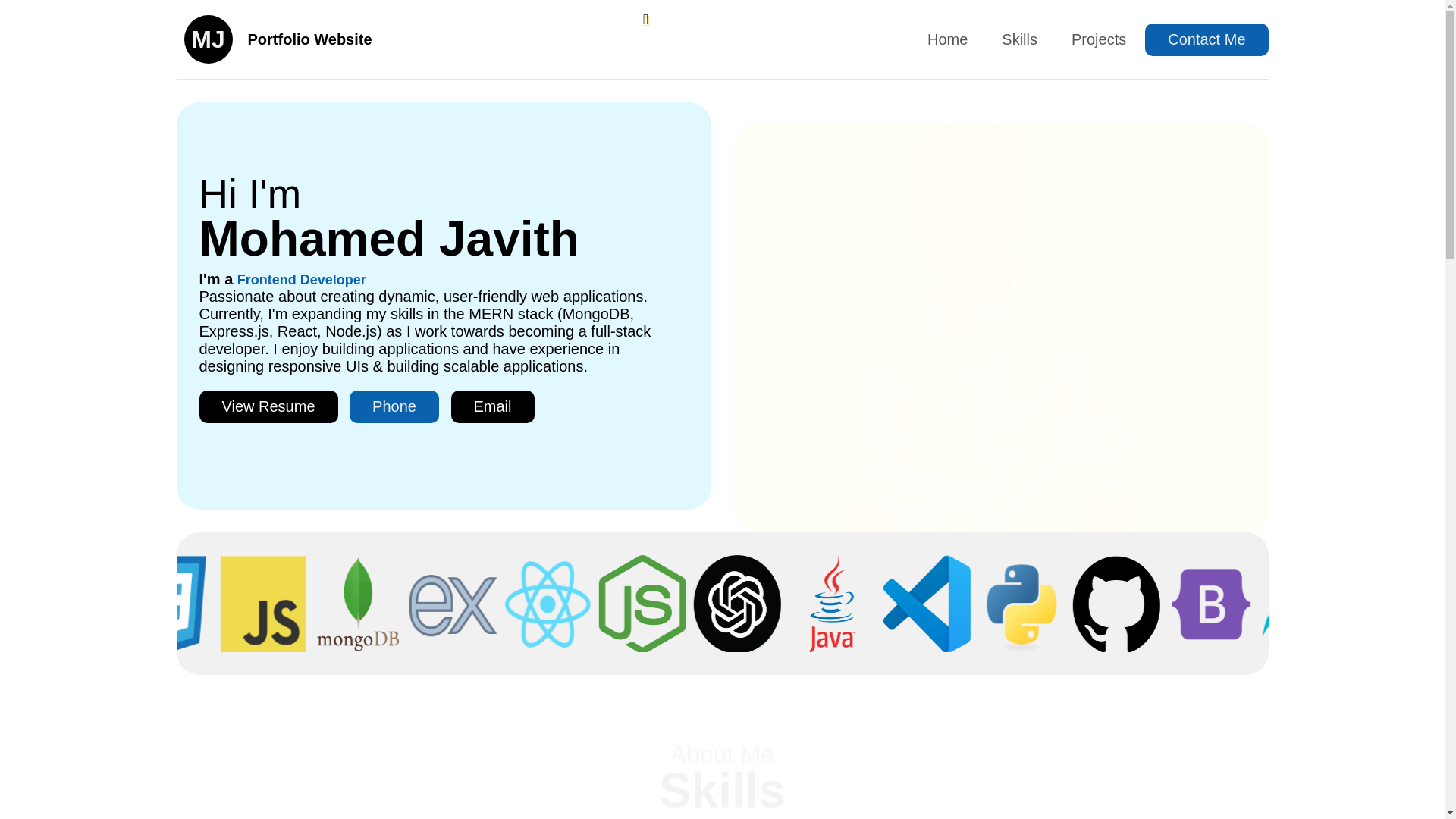 website screenshot of https://mhdjavith.online/