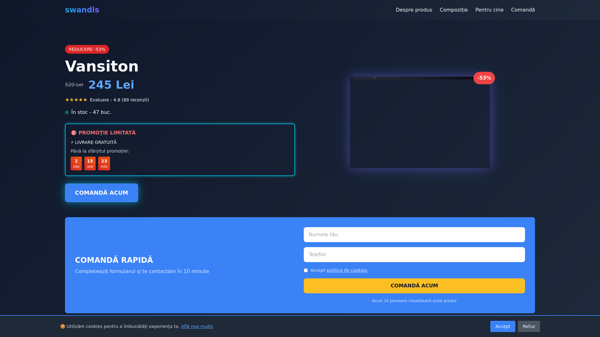 website screenshot of https://swandis.eu/