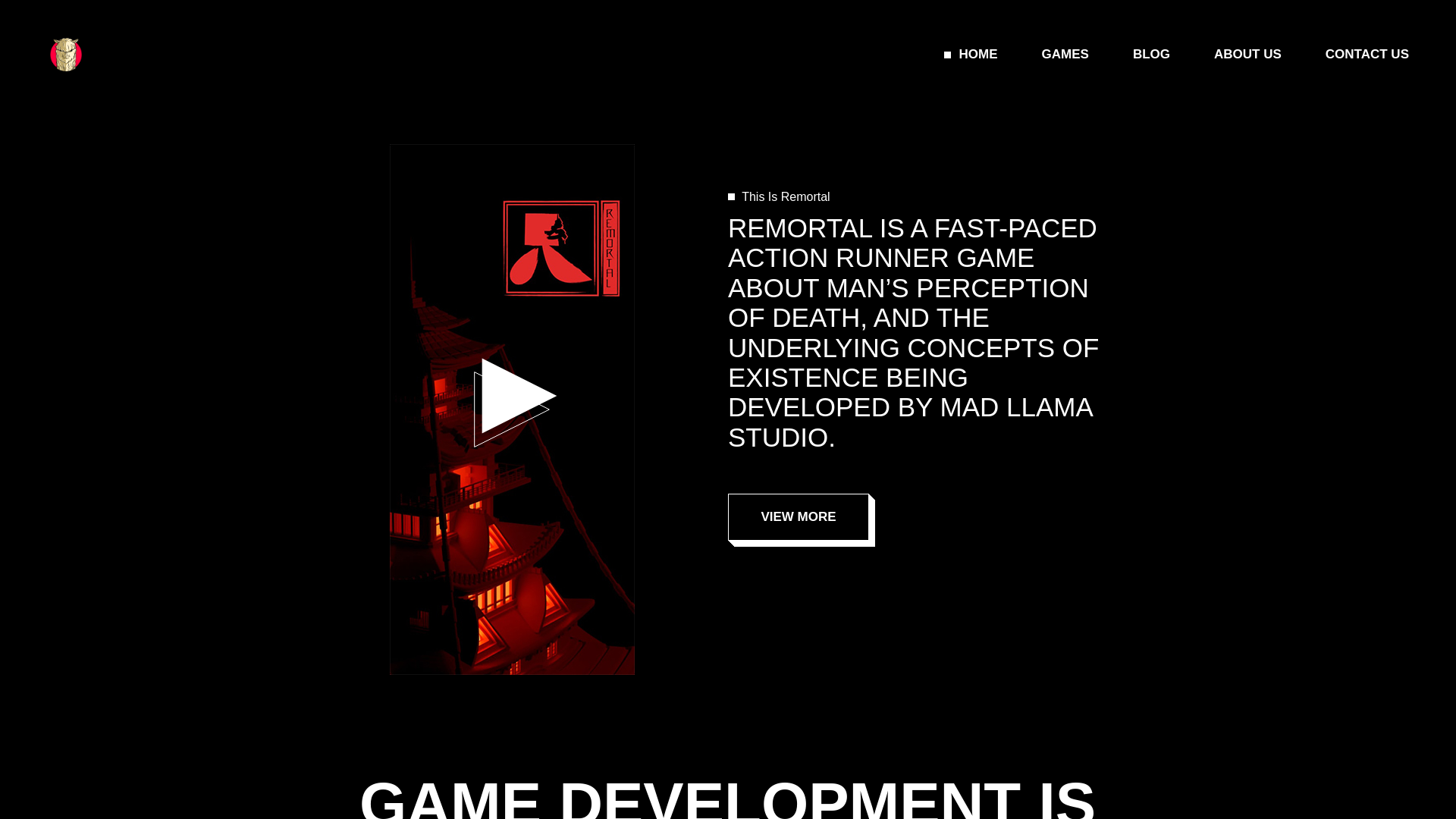 website screenshot of https://madllamagamestudio.com