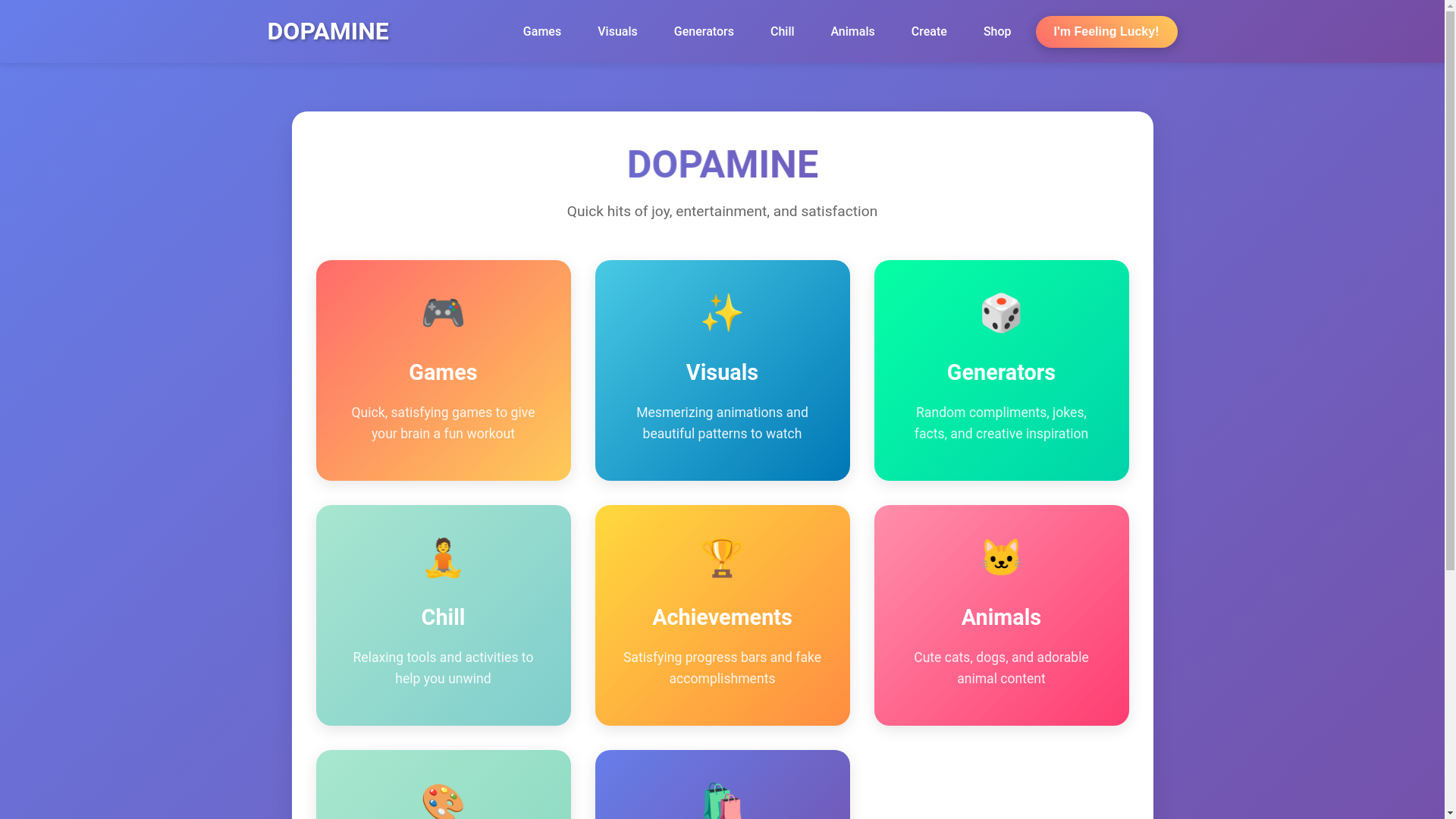 website screenshot of https://dopamine.diy/