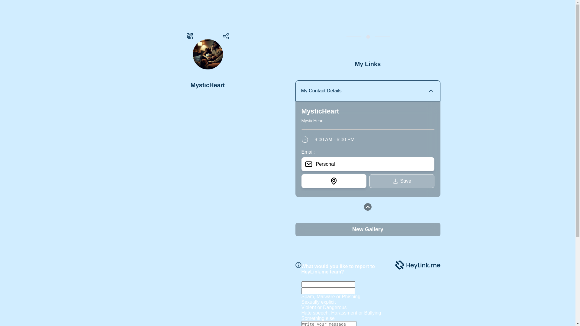 website screenshot of https://mysticheart.link/