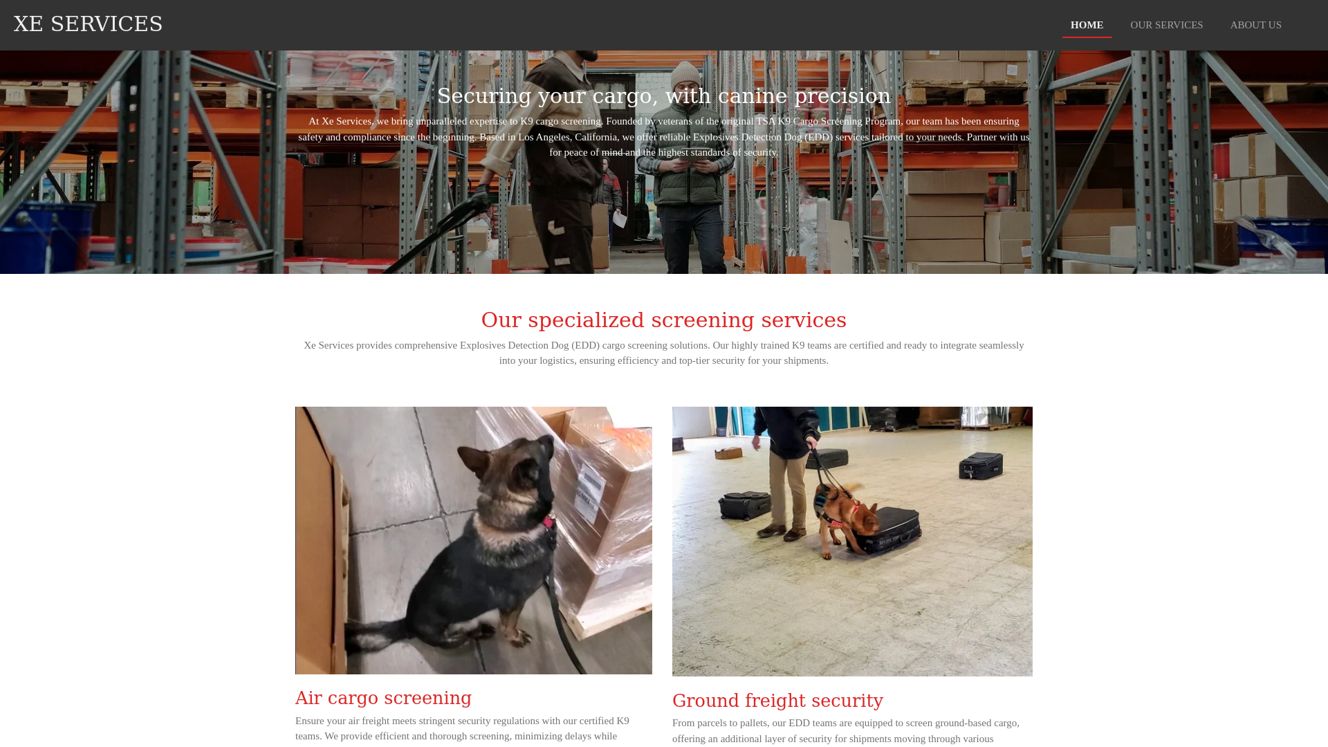 website screenshot of https://xe-services.org/