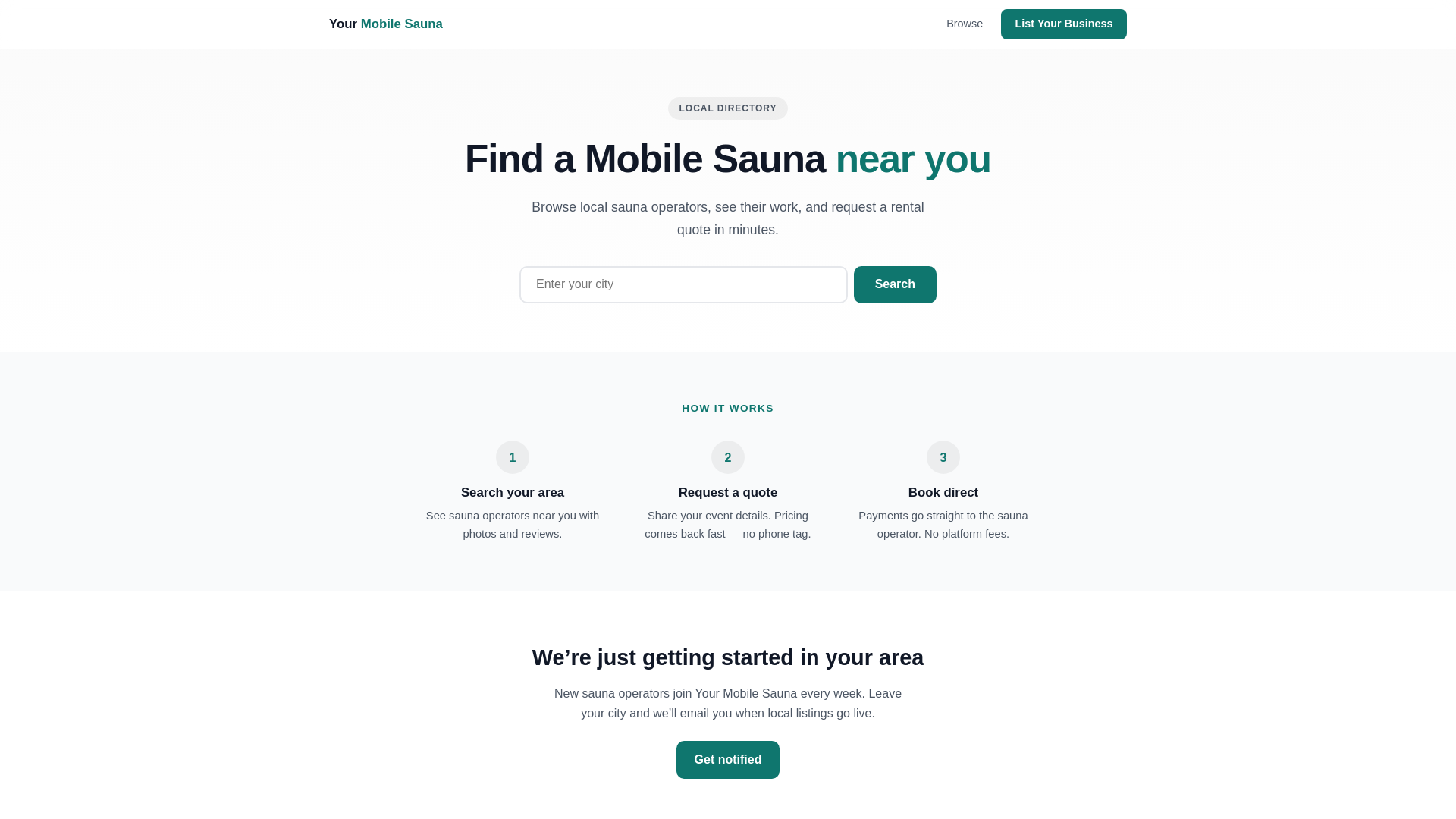 website screenshot of https://yourmobilesauna.com/