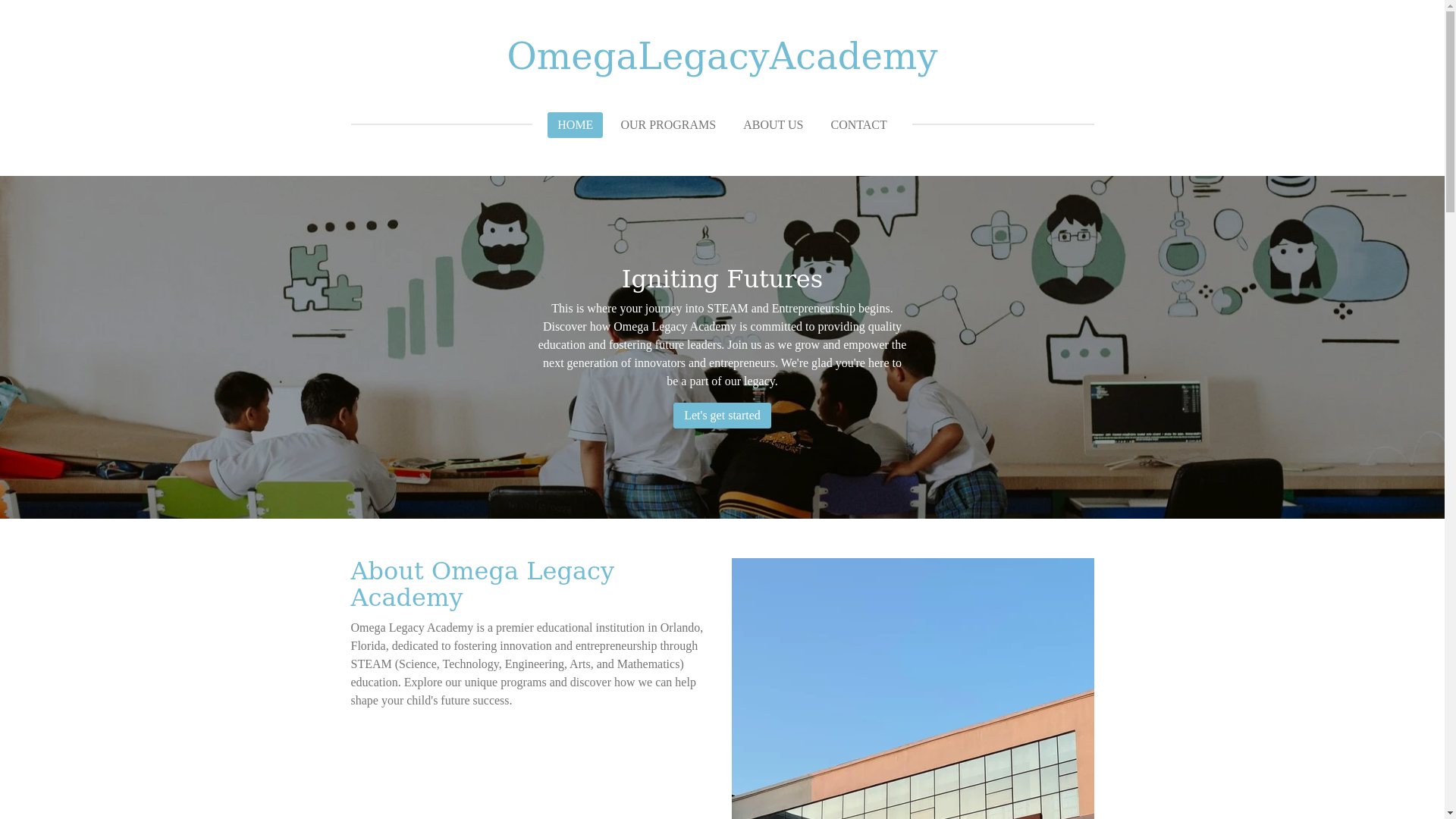 website screenshot of https://omegalegacyacademy.org/