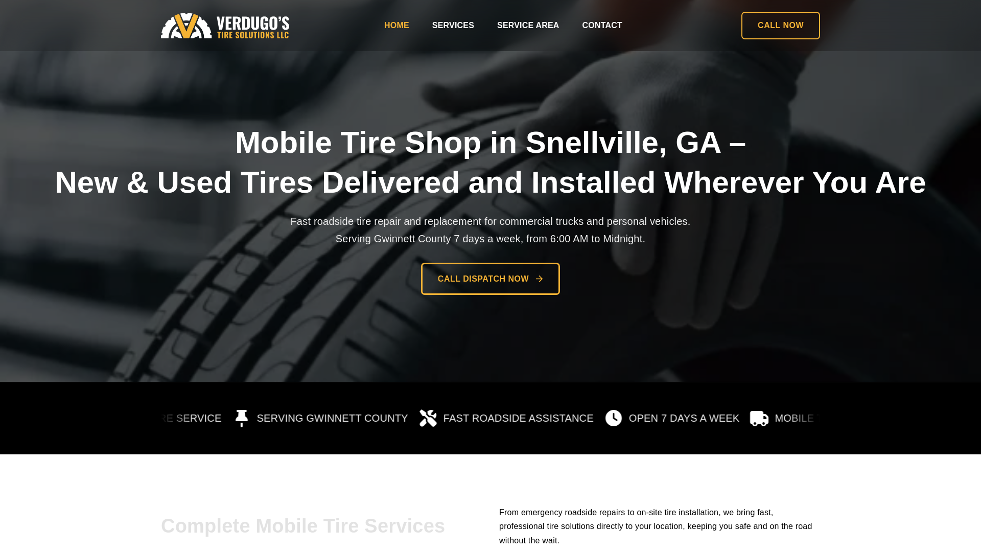 website screenshot of https://verdugostiresolutions.com