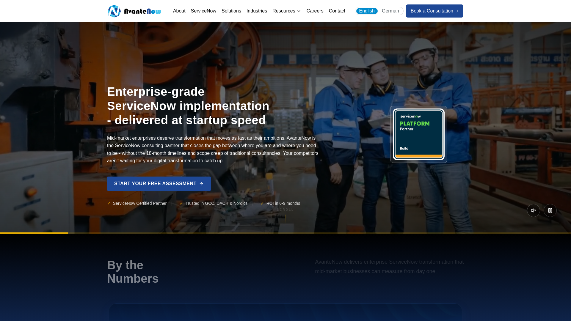website screenshot of https://avante-now.solutions/