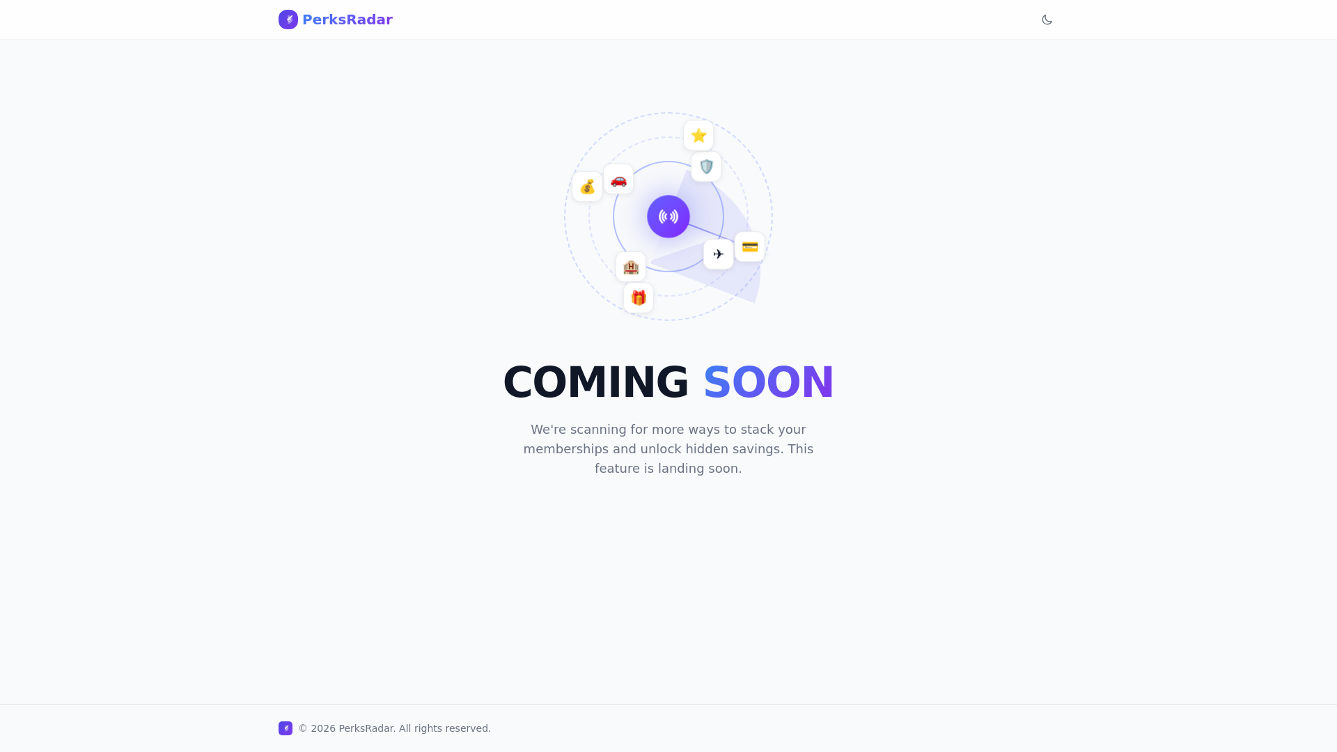 website screenshot of https://perksradar.com.au/