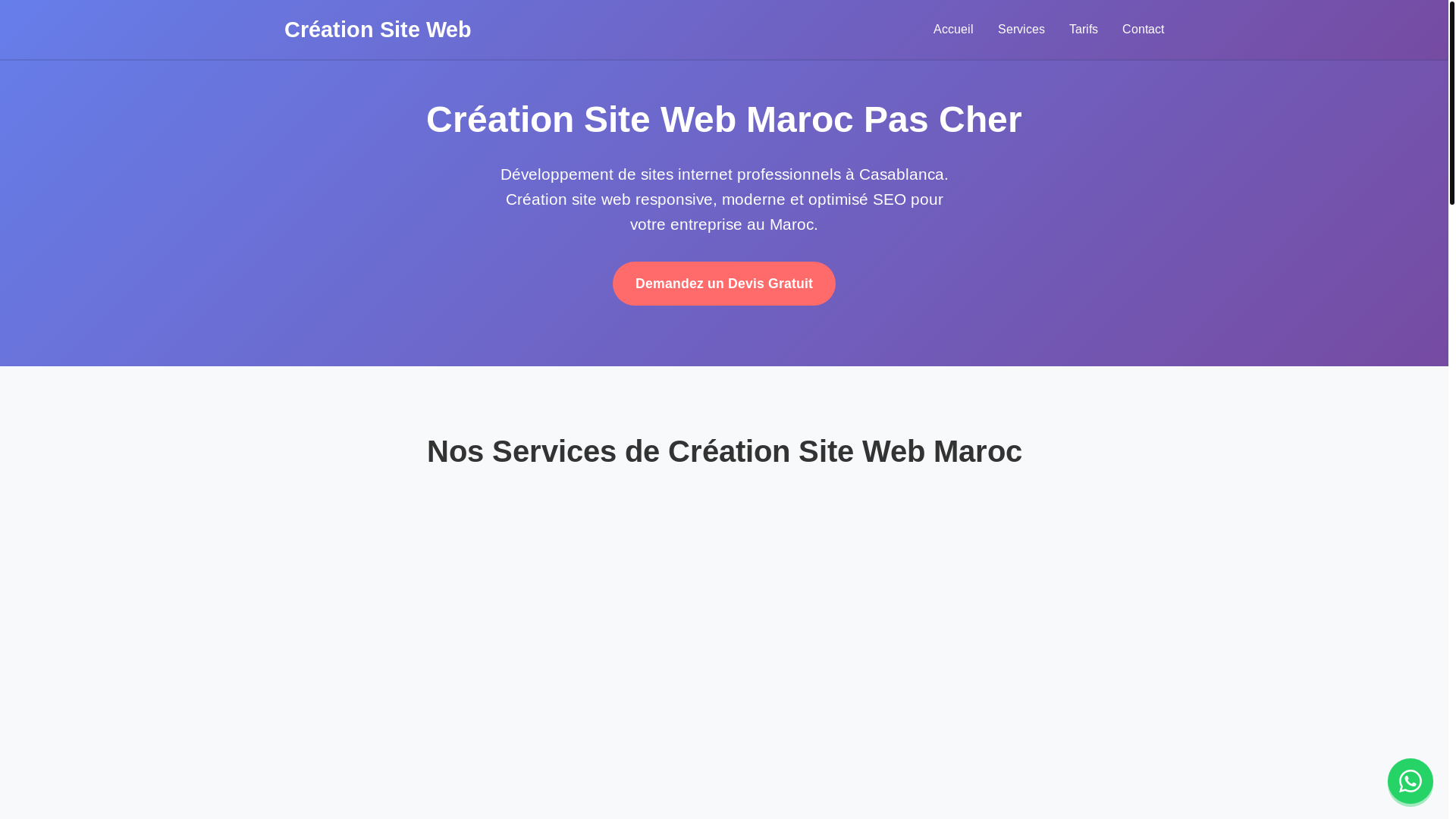 website screenshot of https://creationsitewebpascher.com/