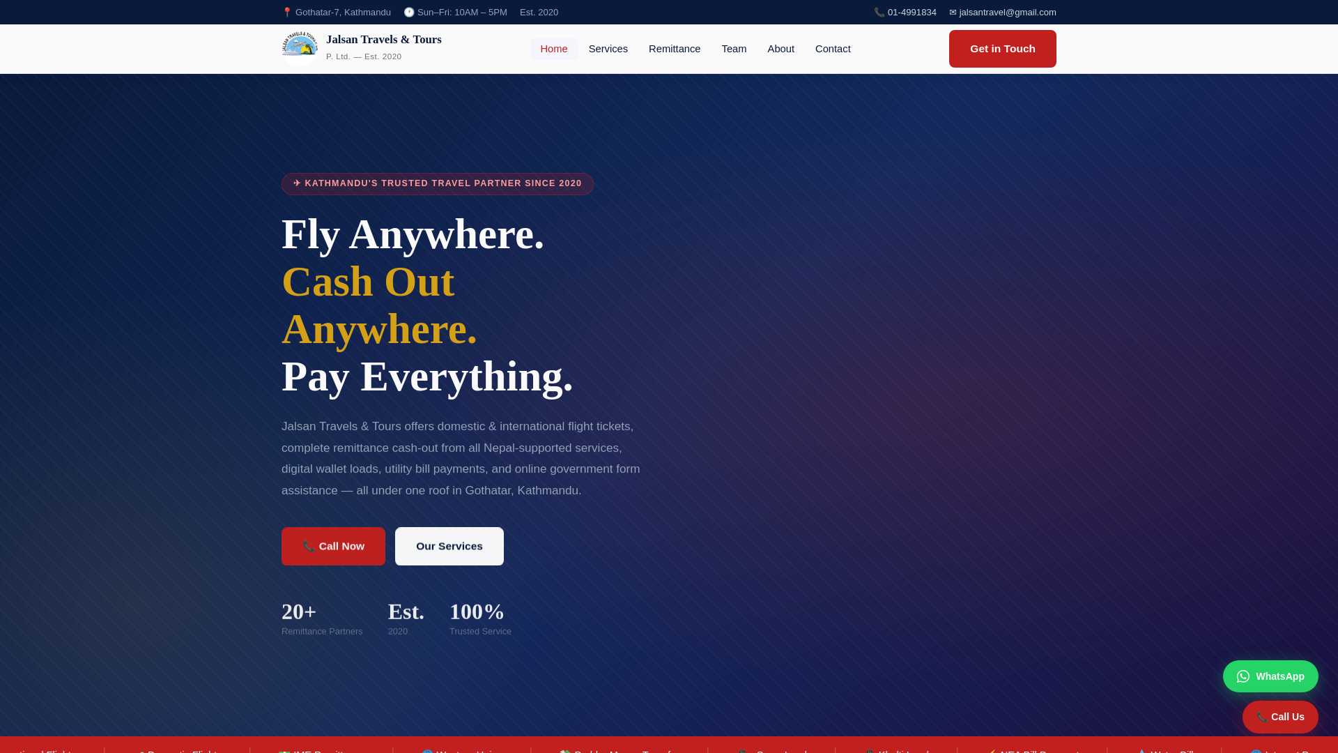 website screenshot of https://jalsantravelsandtours.com.np/