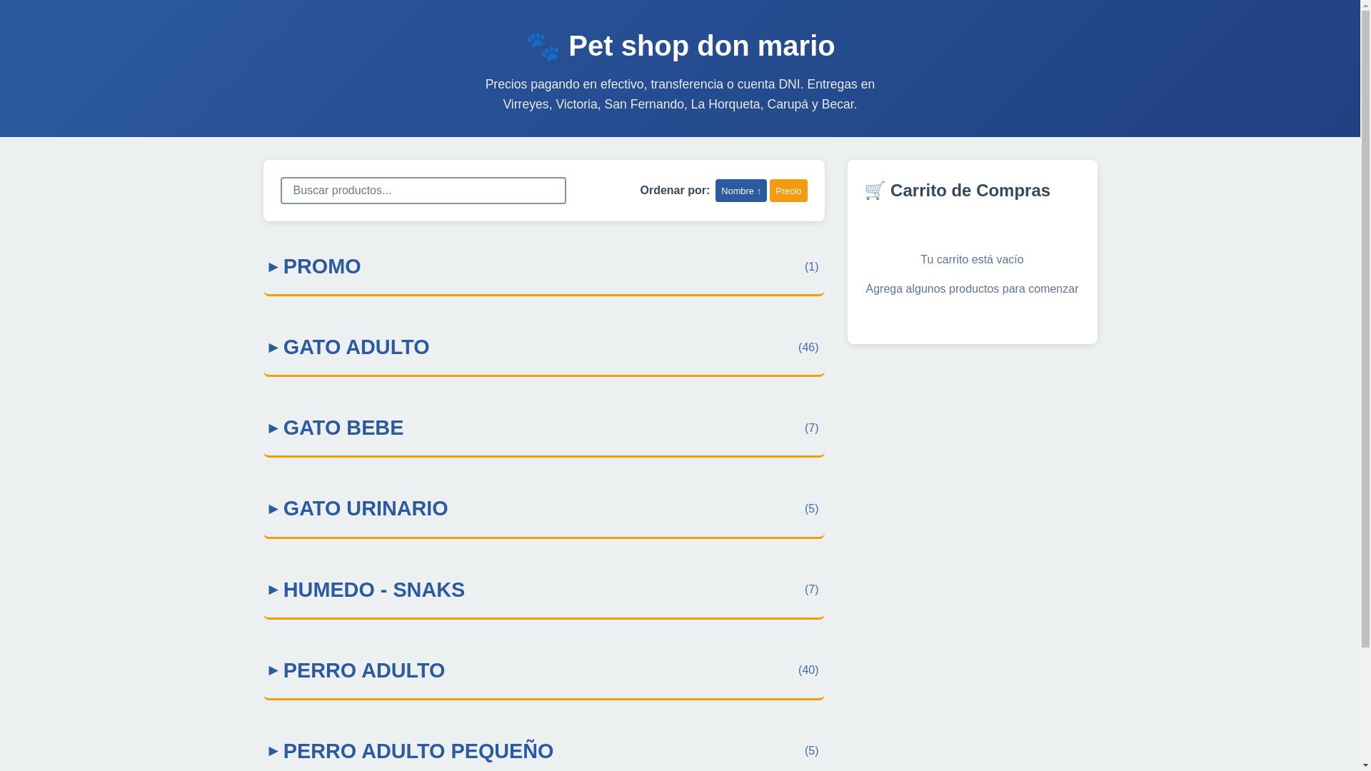 website screenshot of https://petshopdonmario.com.ar/