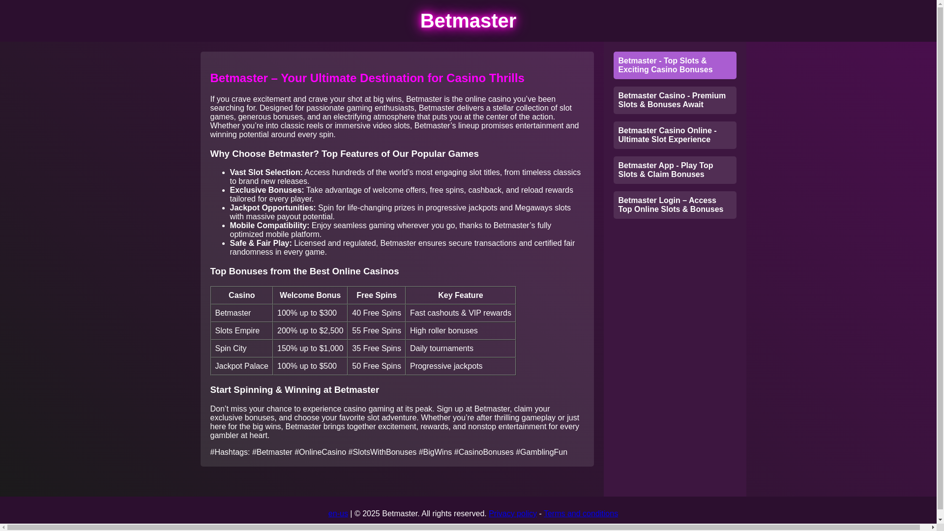 website screenshot of https://play-betmaster.net/