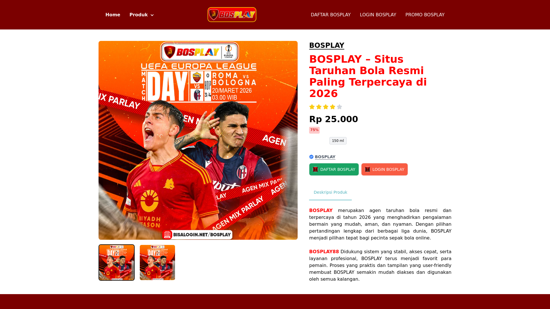 website screenshot of https://bosplay-login-sbobet.pages.dev/