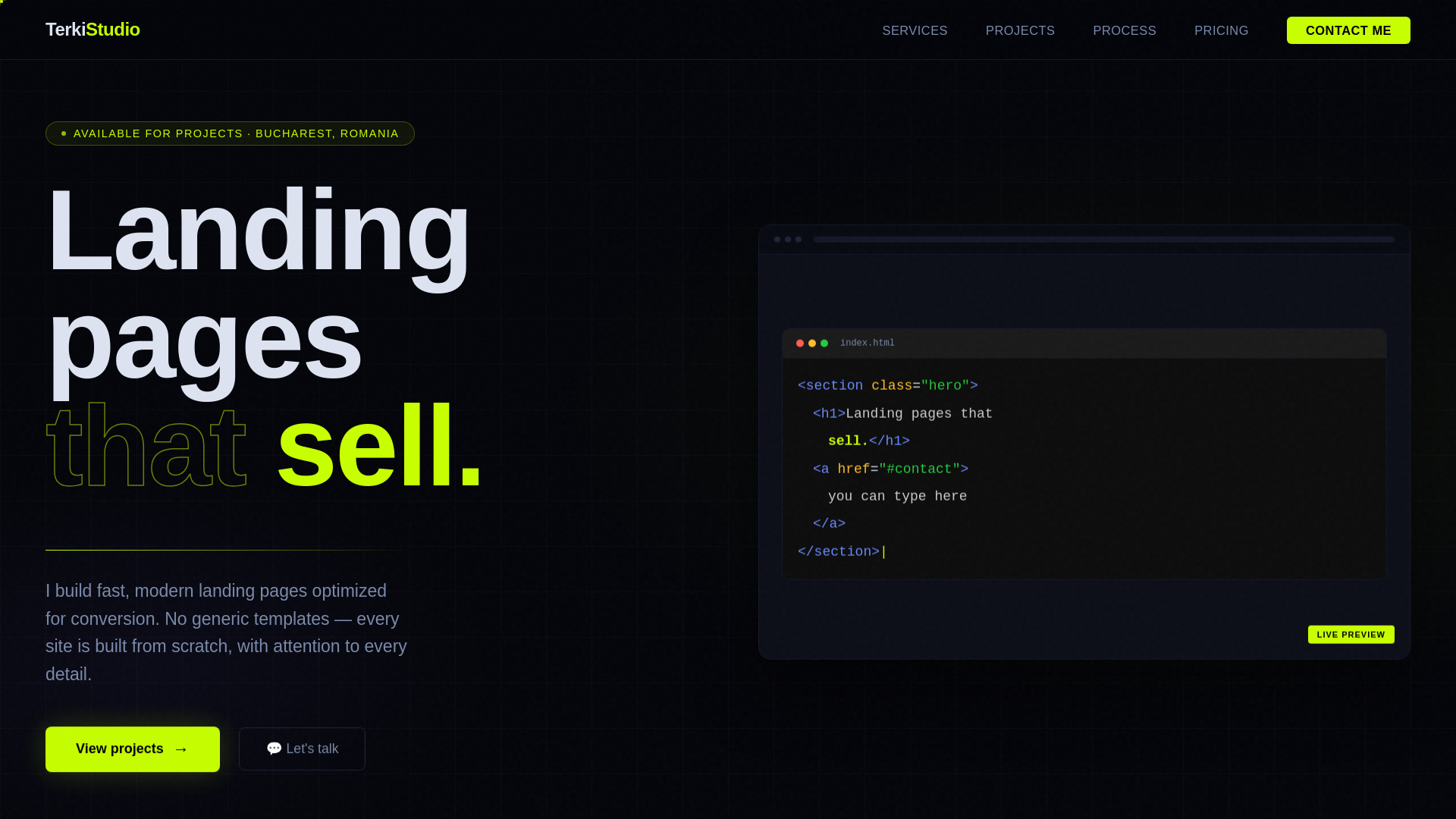 website screenshot of https://terkistudio.online