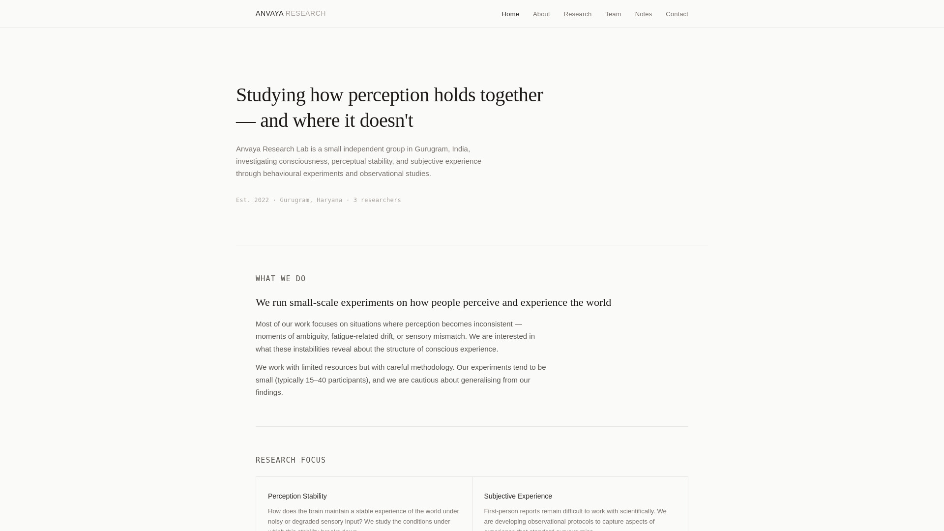 website screenshot of https://anvayaresearch.com/