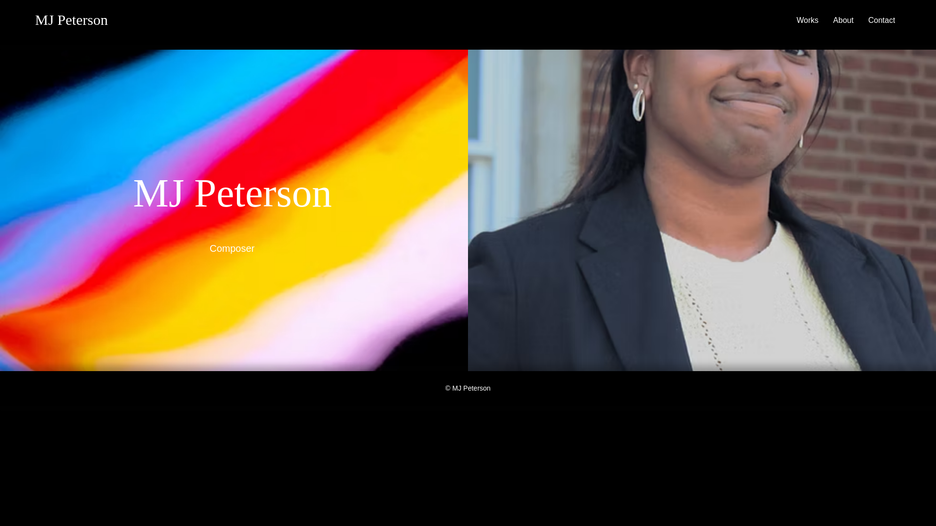 website screenshot of https://mjpetersonmusic.com/