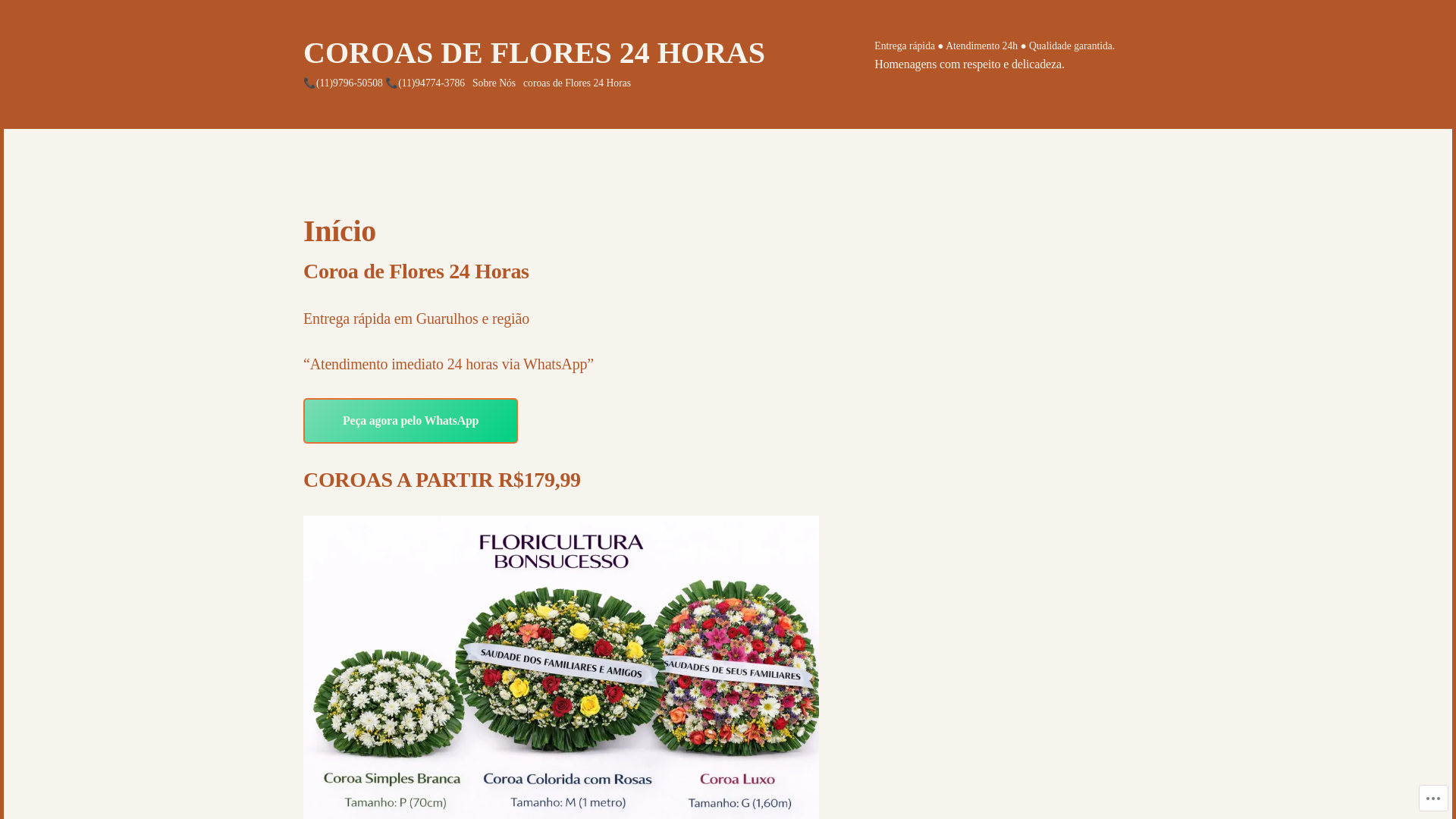 website screenshot of https://floresencantadascoroas24horas.com