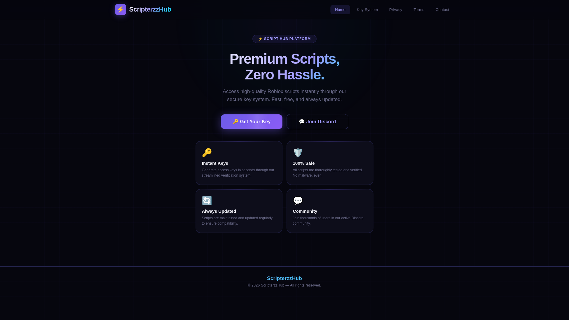 website screenshot of https://scripterzzhub.com/