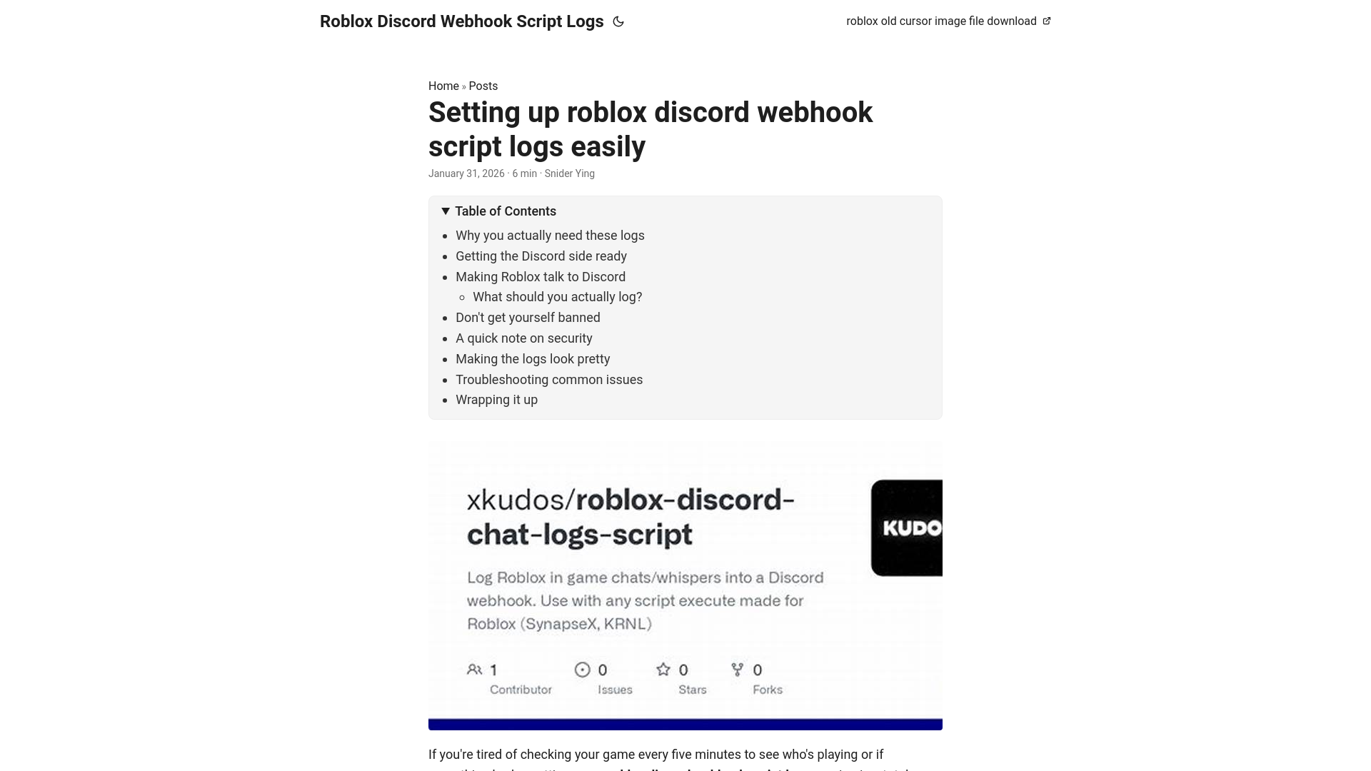 website screenshot of https://roblox-discord-webhook-script-logs.pages.dev/
