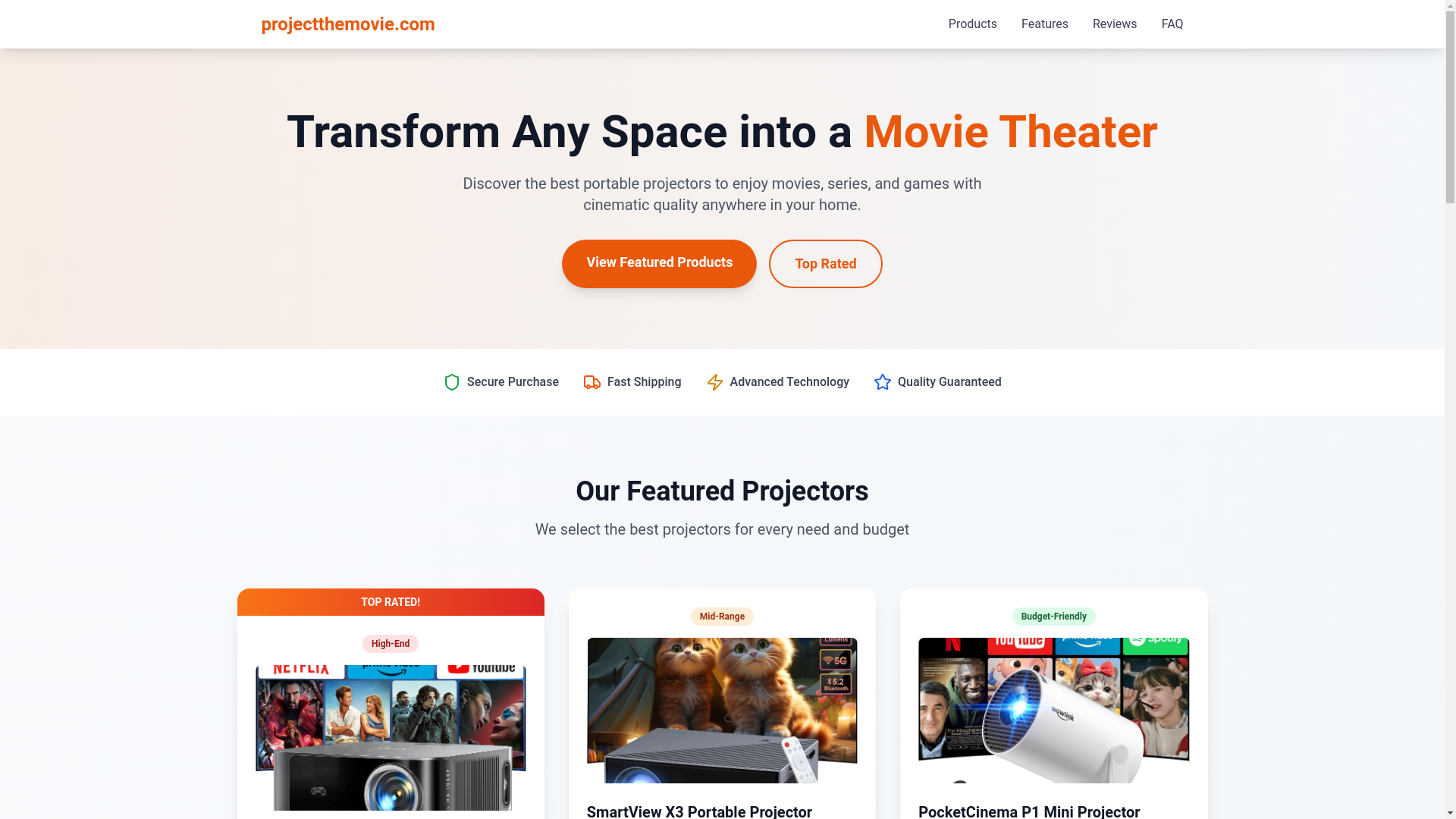 website screenshot of https://projecthemovie.com/