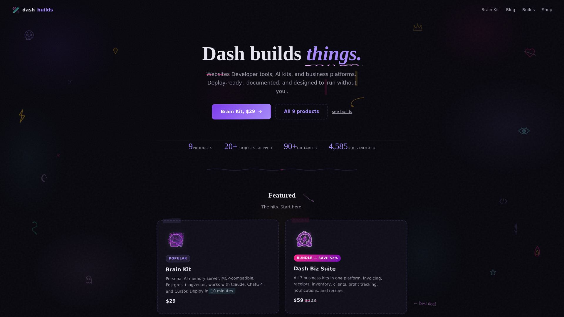 website screenshot of https://getdashbuilds.com/