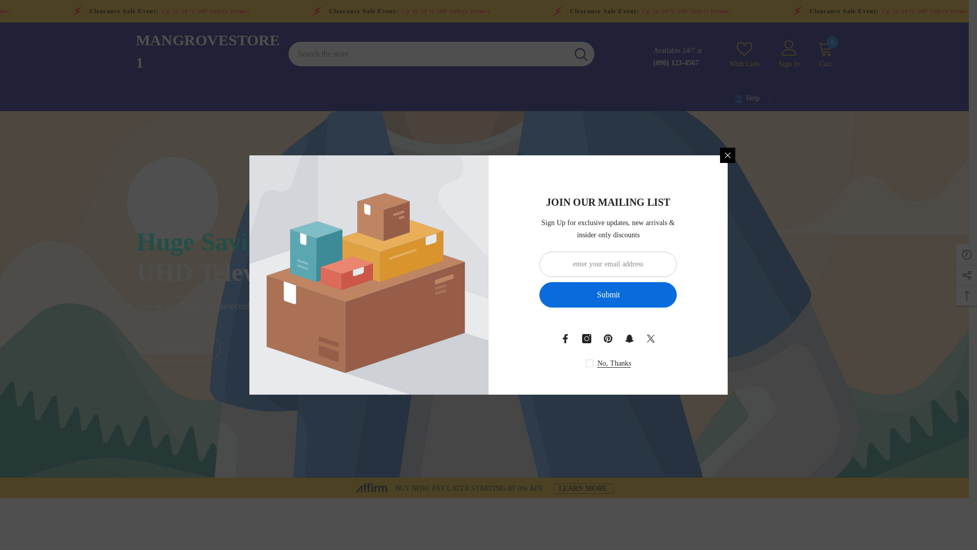 website screenshot of https://mangrovellc.shop/